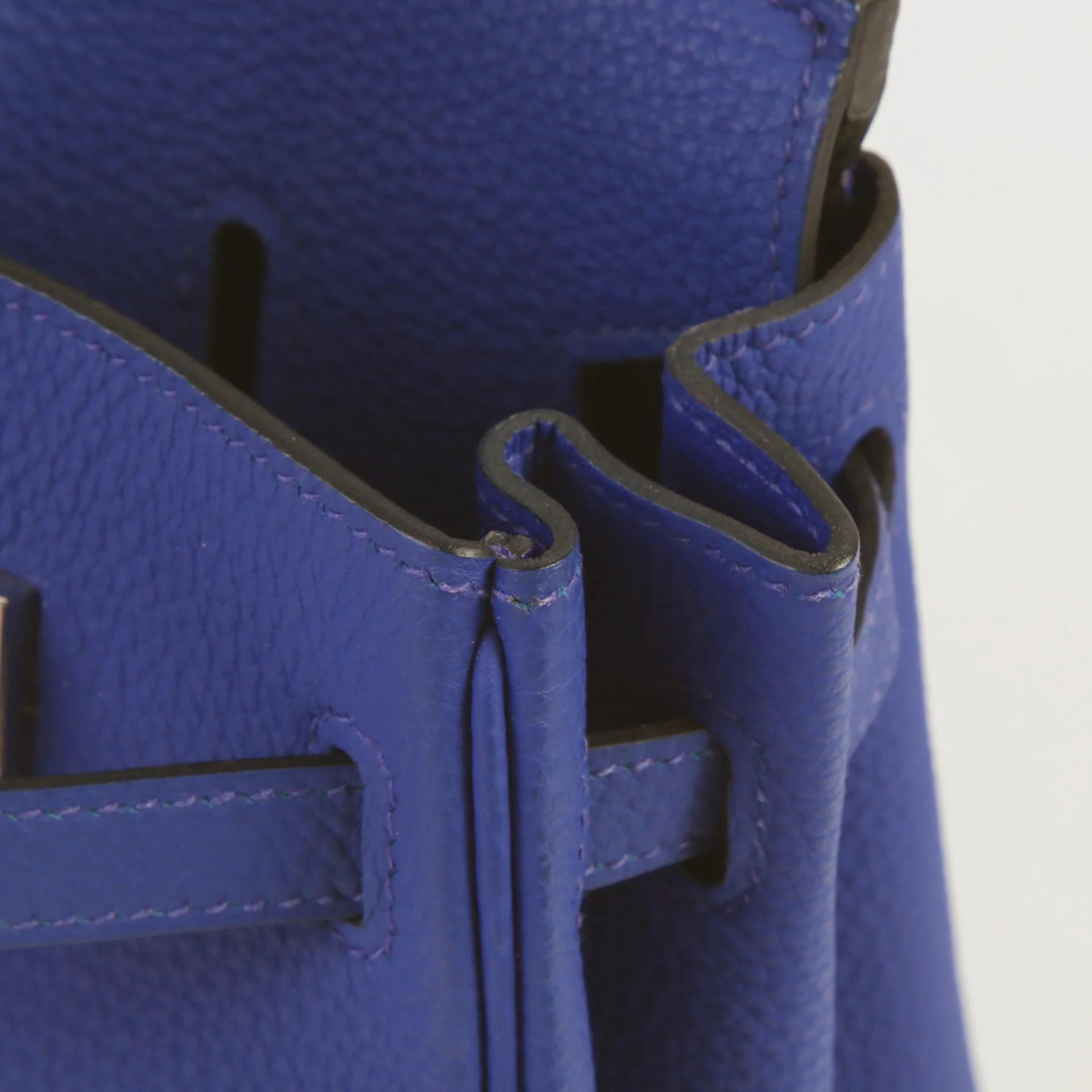 Very Good ( Rank A) HERMÈS Birkin 25 Bleu Electrique (7T) Togo Palladium hardware C (2018) - 11