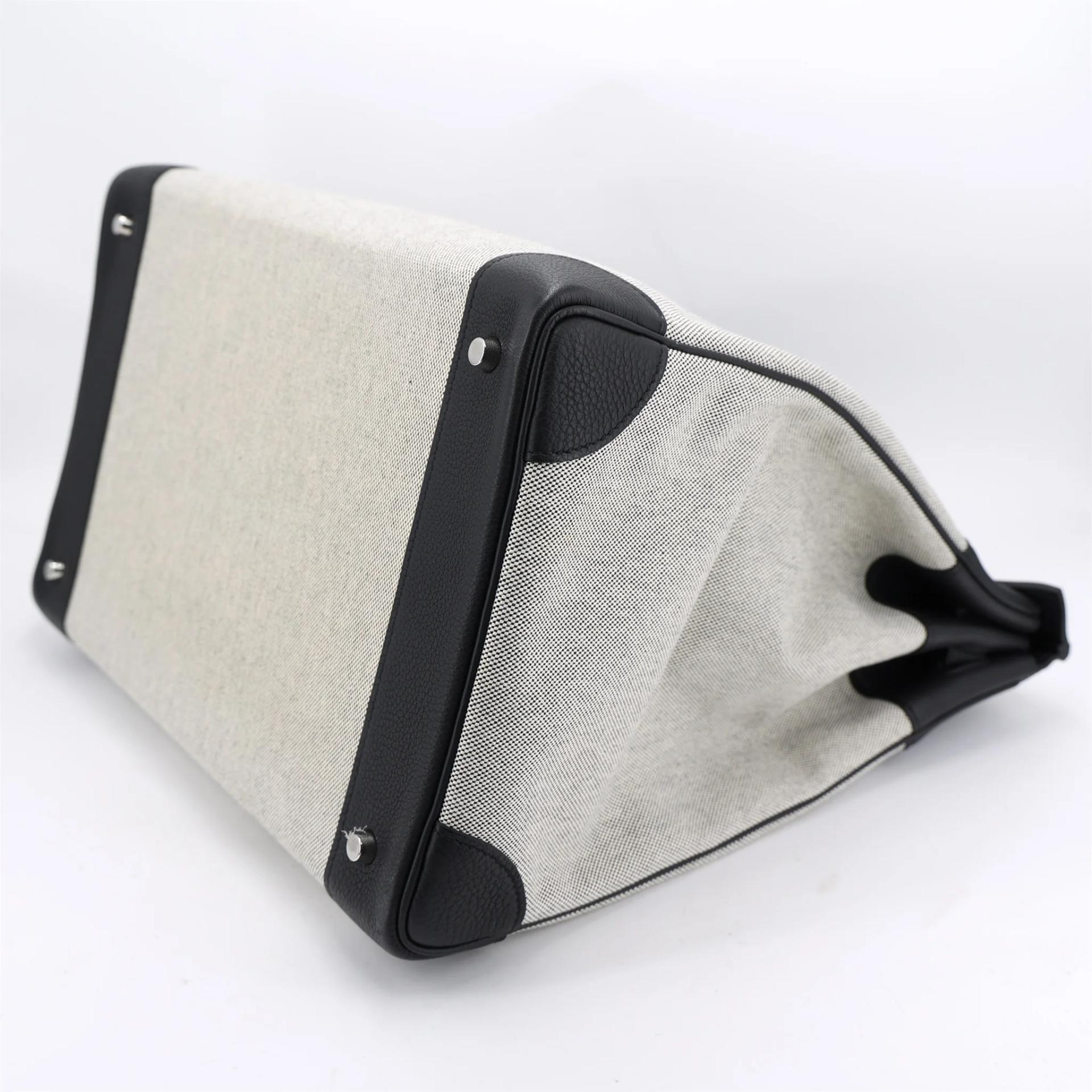 Excellent ( Rank SA ) HERMÈS Haut à Courroies HAC 40 Noir (89) Ecru Toile H canvas Togo Palladium hardware U (2022) - 5
