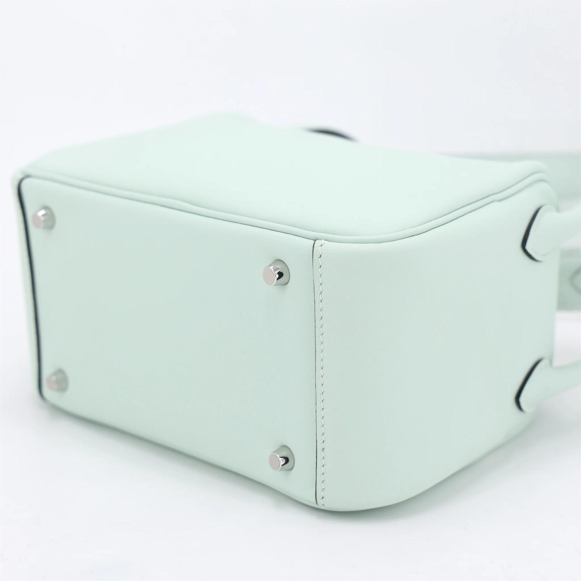 Brand New ( Rank N ) HERMÈS Mini Lindy II Vert Peppermint (N3) Swift Palladium hardware K (2025) - 7