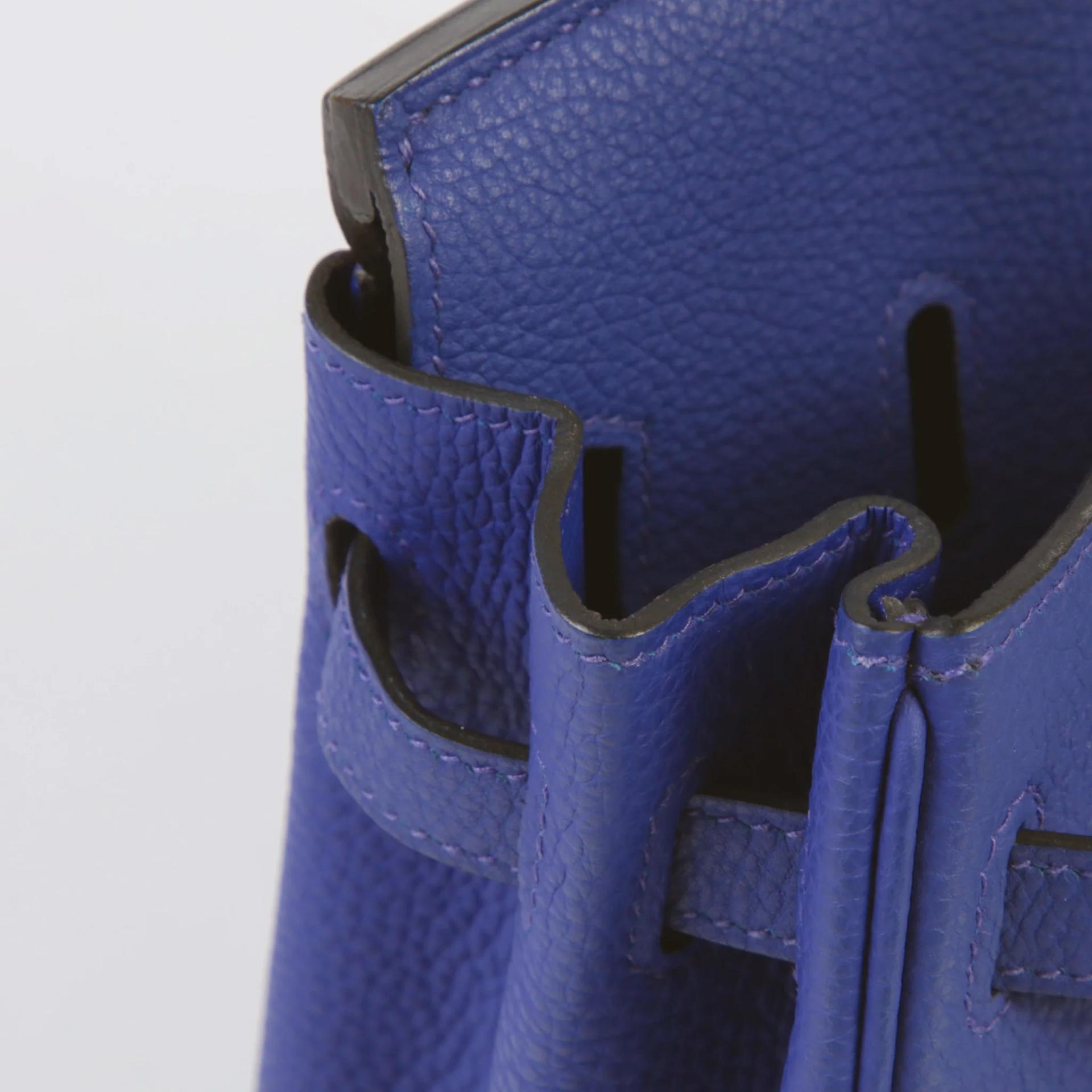 Very Good ( Rank A) HERMÈS Birkin 25 Bleu Electrique (7T) Togo Palladium hardware C (2018) - 12