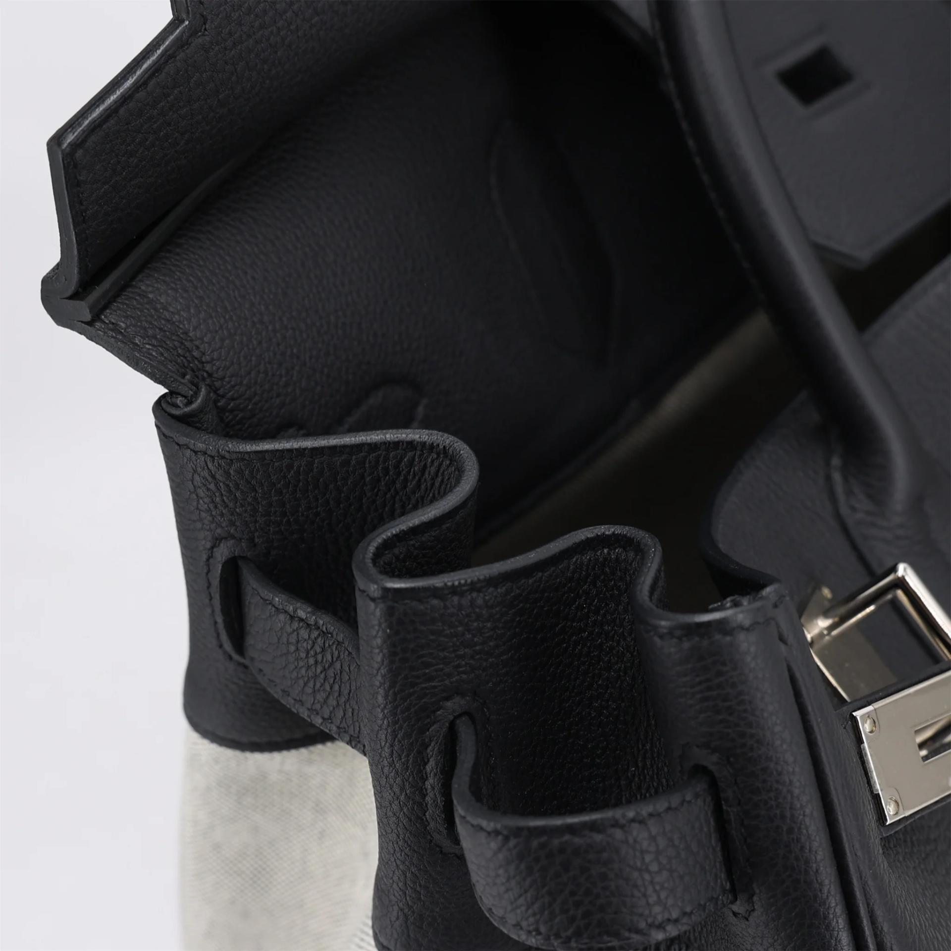 Excellent ( Rank SA ) HERMÈS Haut à Courroies HAC 40 Noir (89) Ecru Toile H canvas Togo Palladium hardware U (2022) - 14