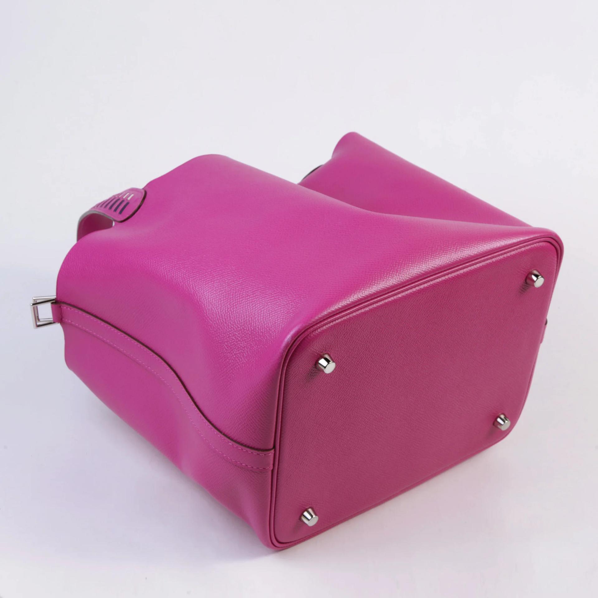 Very Good ( Rank A) HERMÈS Picotin Lock MM Tressage Magnolia (9I) Epsom Palladium hardware C (2018) - 6