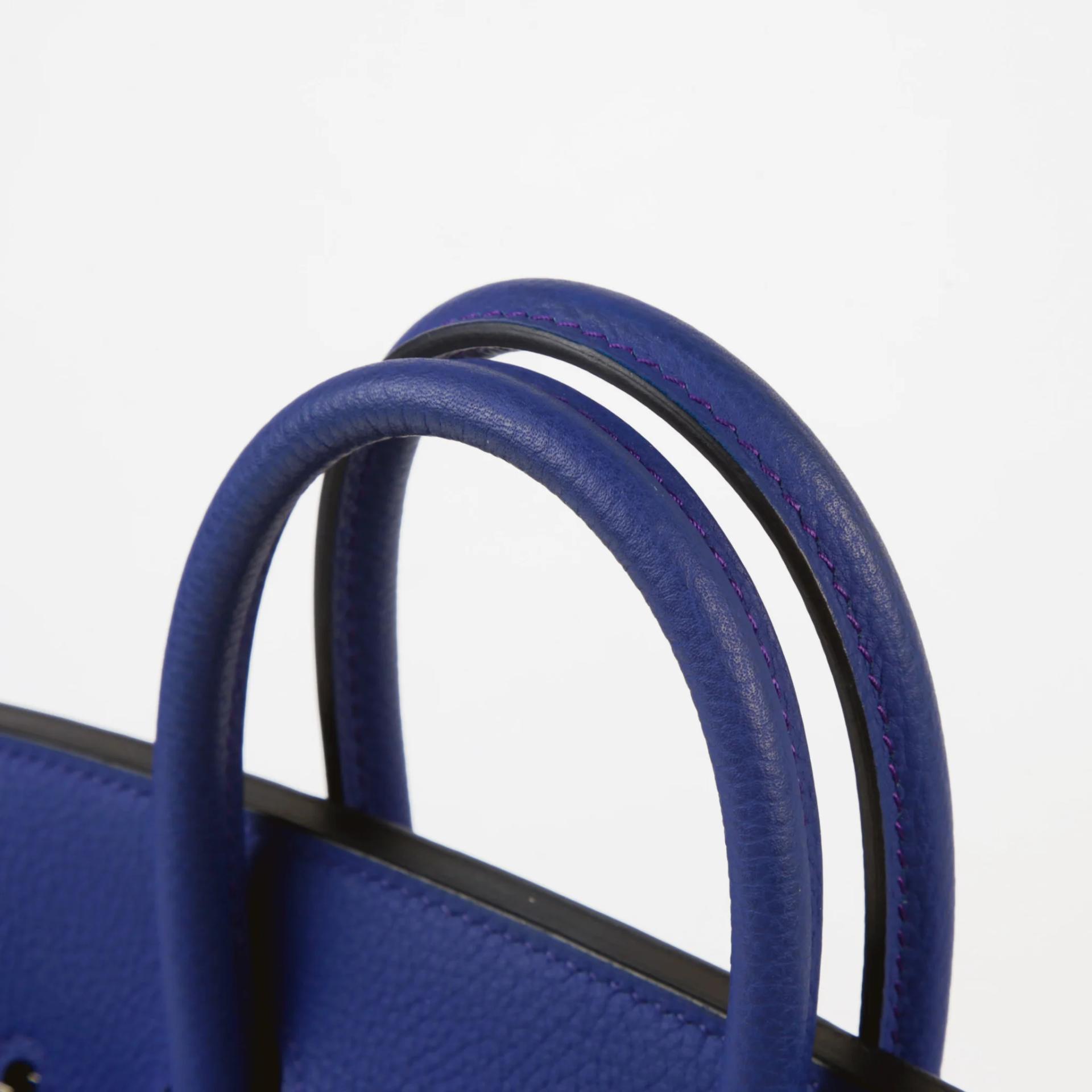 Very Good ( Rank A) HERMÈS Birkin 25 Bleu Electrique (7T) Togo Palladium hardware C (2018) - 3