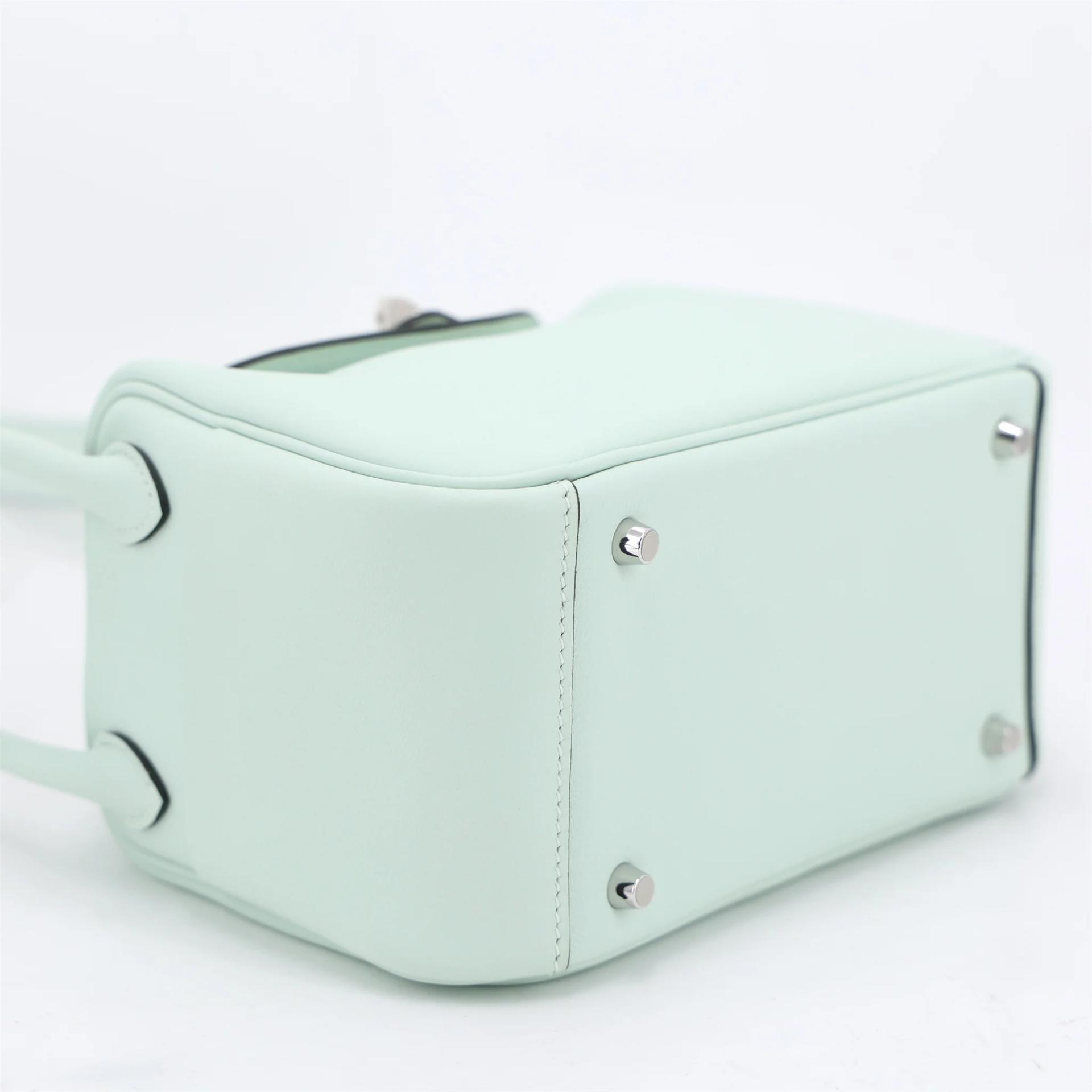 Brand New ( Rank N ) HERMÈS Mini Lindy II Vert Peppermint (N3) Swift Palladium hardware K (2025) - 4
