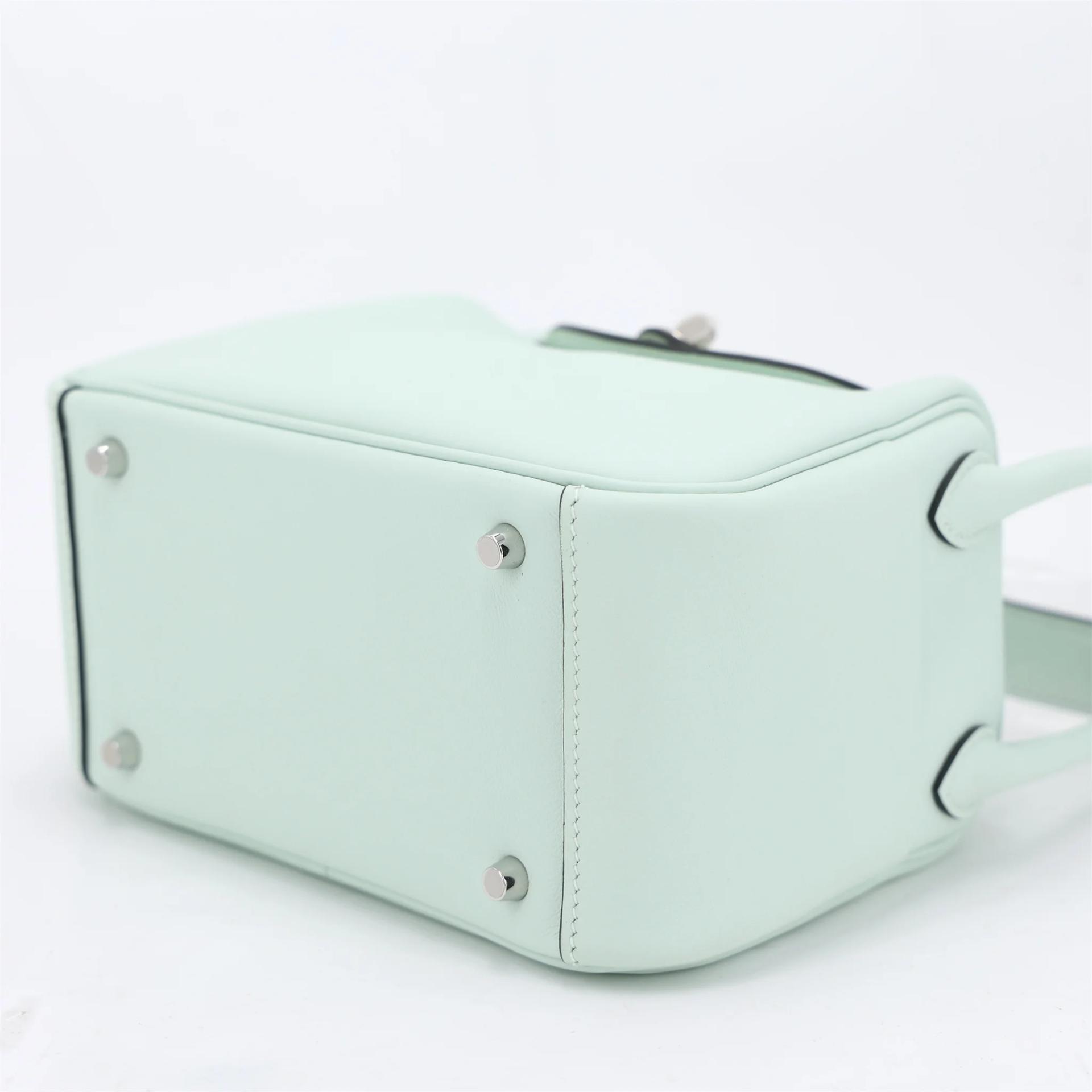 Brand New ( Rank N ) HERMÈS Mini Lindy II Vert Peppermint (N3) Swift Palladium hardware K (2025) - 5