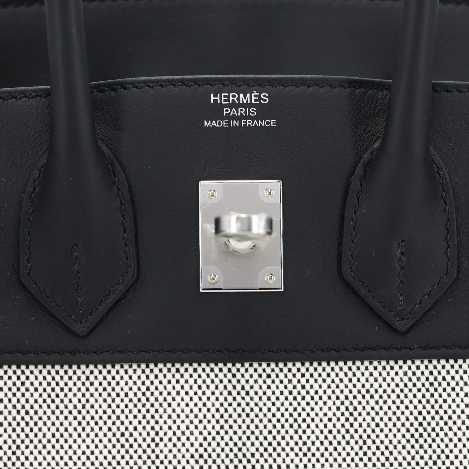 全新 HERMÈS 爱马仕 Birkin 25 89 黑色 Noir (Black) Ecru色 Toile H 帆布 Swift牛皮 银扣 G刻 2026年 - 6