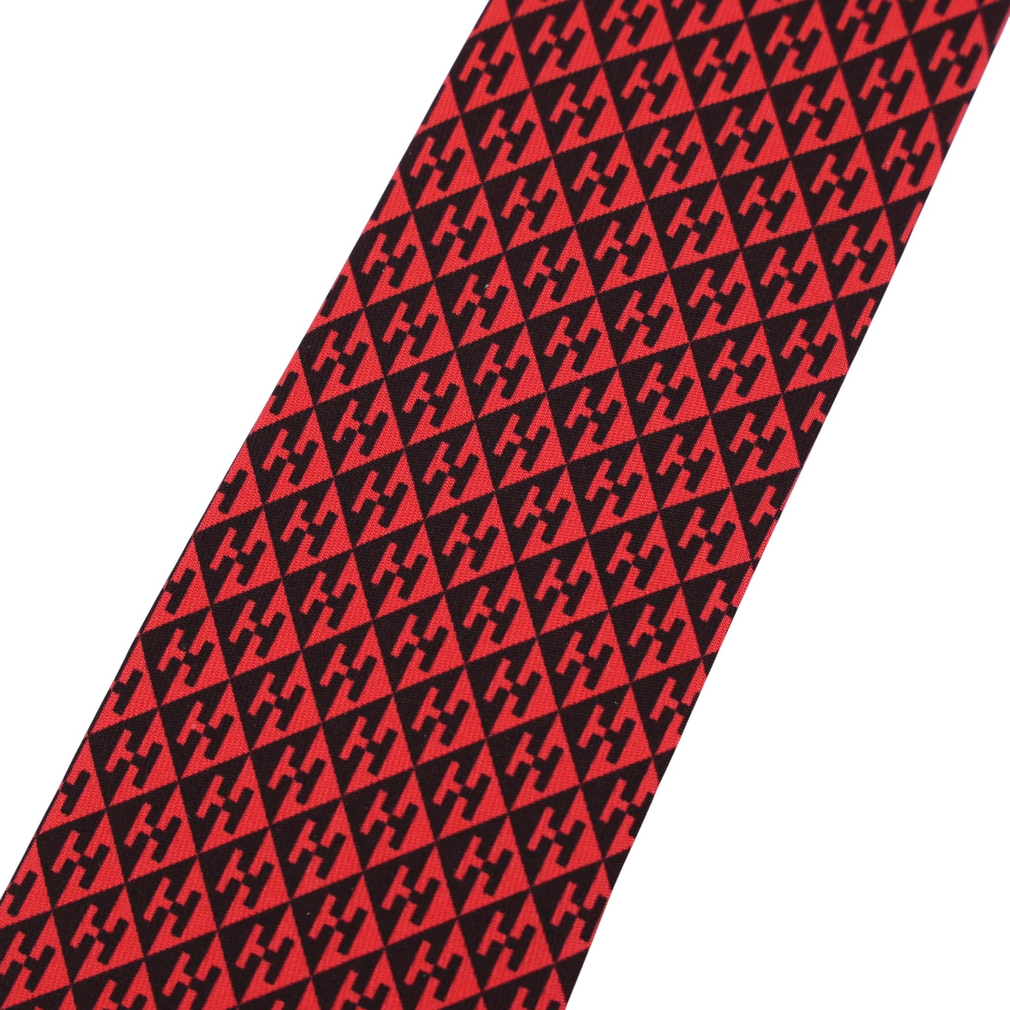 Unused ( Rank NS ) HERMÈS Neckties H Magnetique Red Black Silk - 3