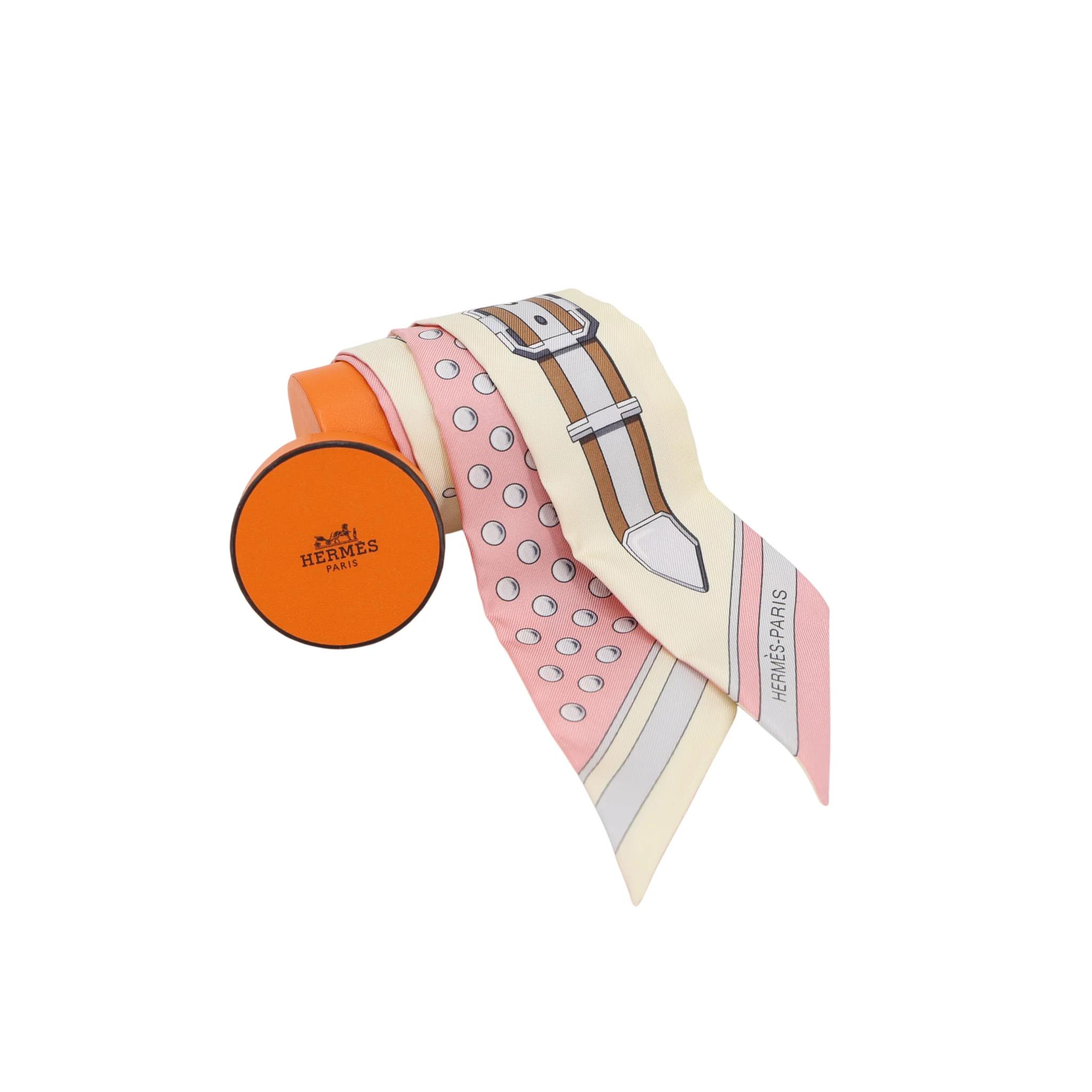 Brand New ( Rank N ) HERMÈS Twilly Grand Tralala Pink Silk - 4