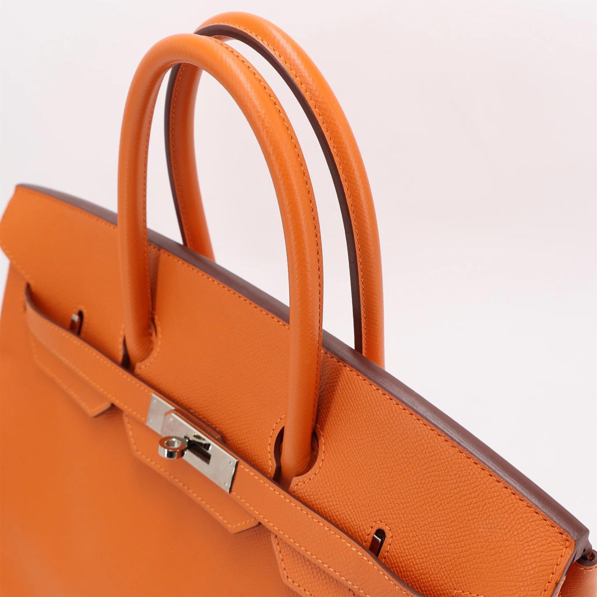 ランク A HERMÈS エルメス バーキン35 オレンジ (93) エプソン シルバー金具 □Q刻印 (2013) - 3