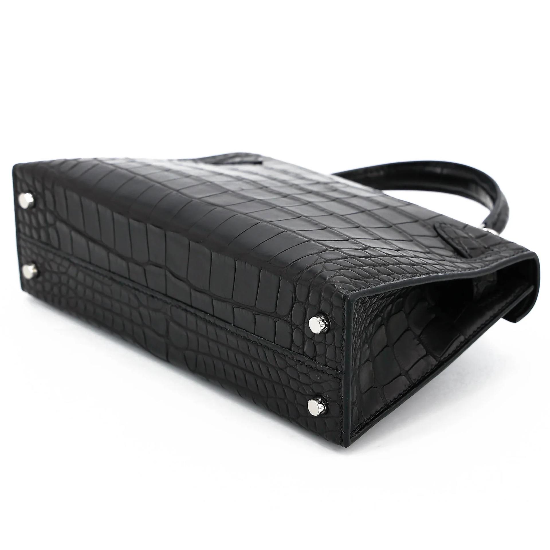 Brand New ( Rank N ) HERMÈS Mini Kelly II HSS Noir (89) Matte Alligator Palladium hardware K (2025) - 6