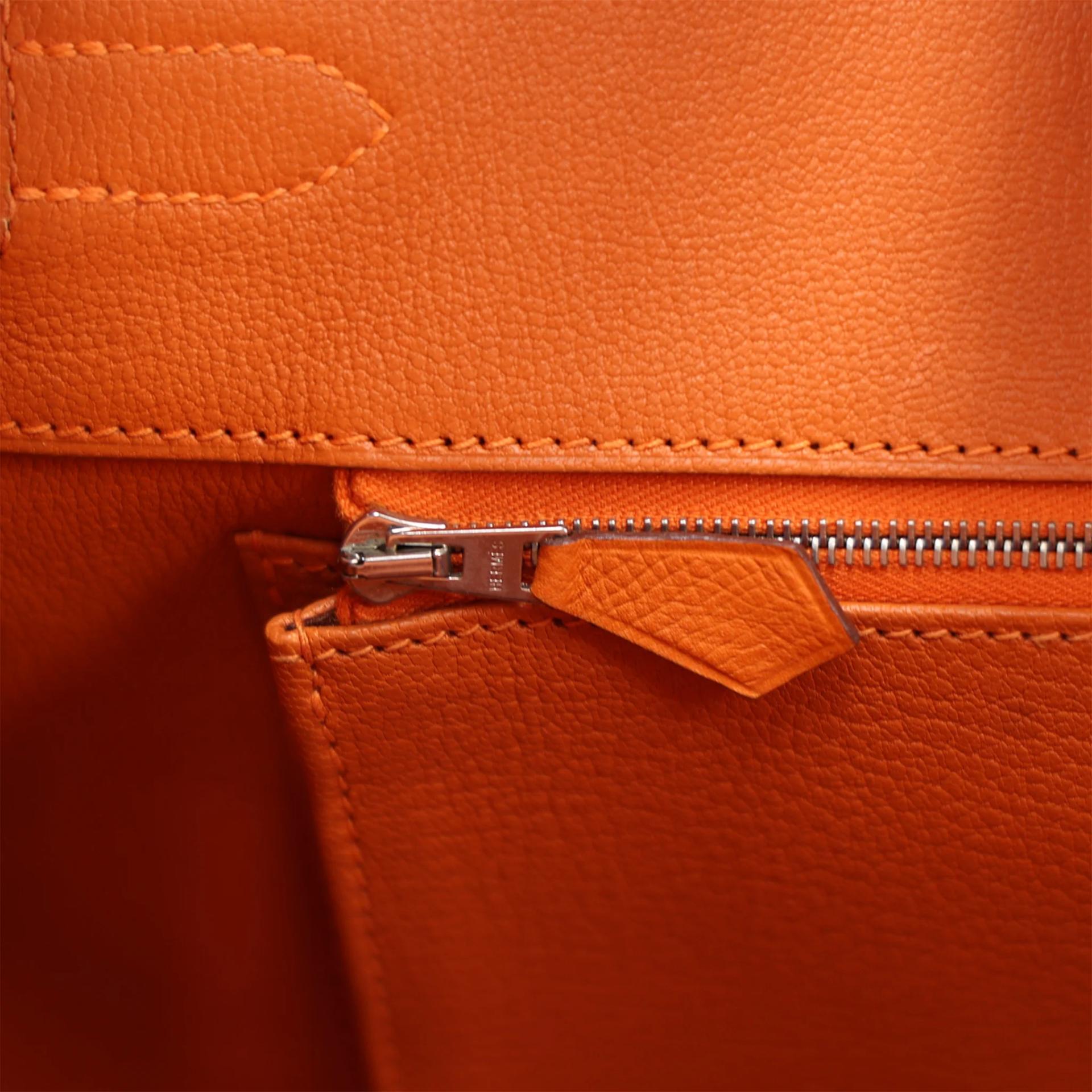 ランク A HERMÈS エルメス バーキン35 オレンジ (93) エプソン シルバー金具 □Q刻印 (2013) - 17