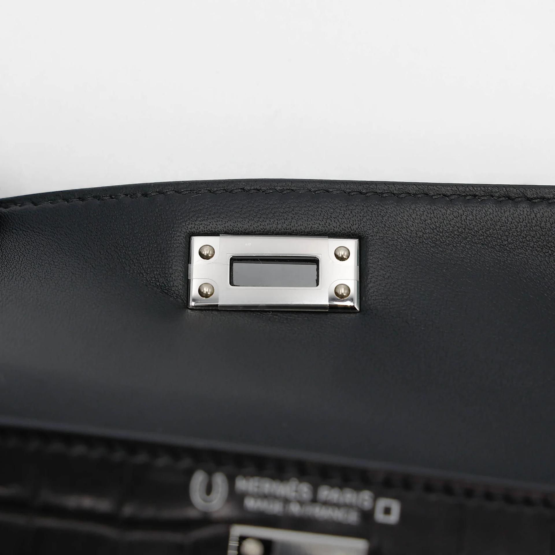 Brand New ( Rank N ) HERMÈS Mini Kelly II HSS Noir (89) Matte Alligator Palladium hardware K (2025) - 11
