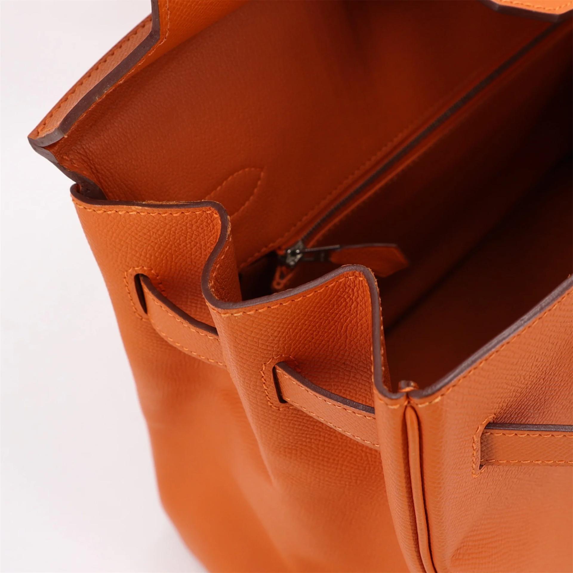 ランク A HERMÈS エルメス バーキン35 オレンジ (93) エプソン シルバー金具 □Q刻印 (2013) - 15
