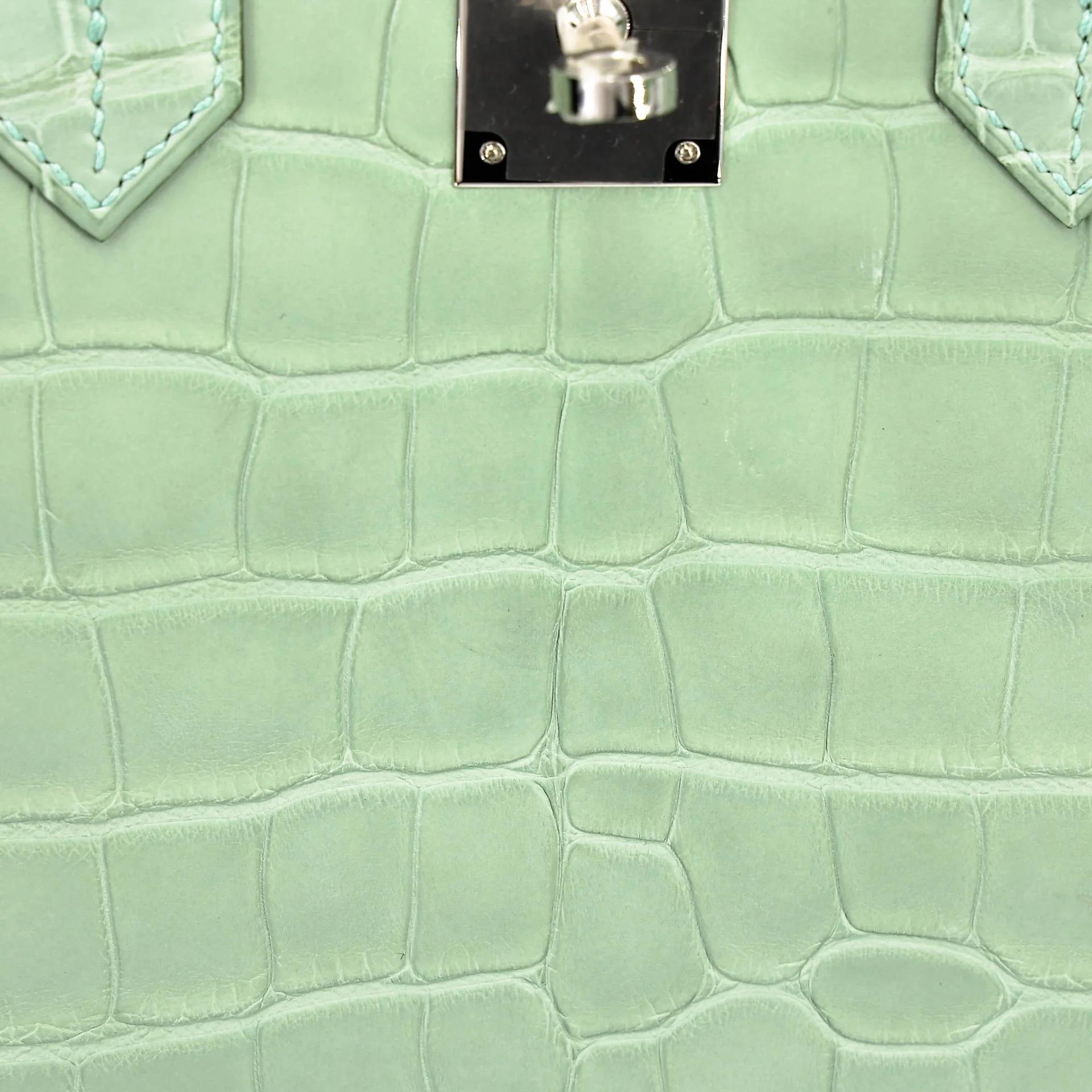 Very Good ( Rank A) HERMÈS Birkin 30 Vert d’Eau (6U) Matte Alligator Palladium hardware C (2018) - 21