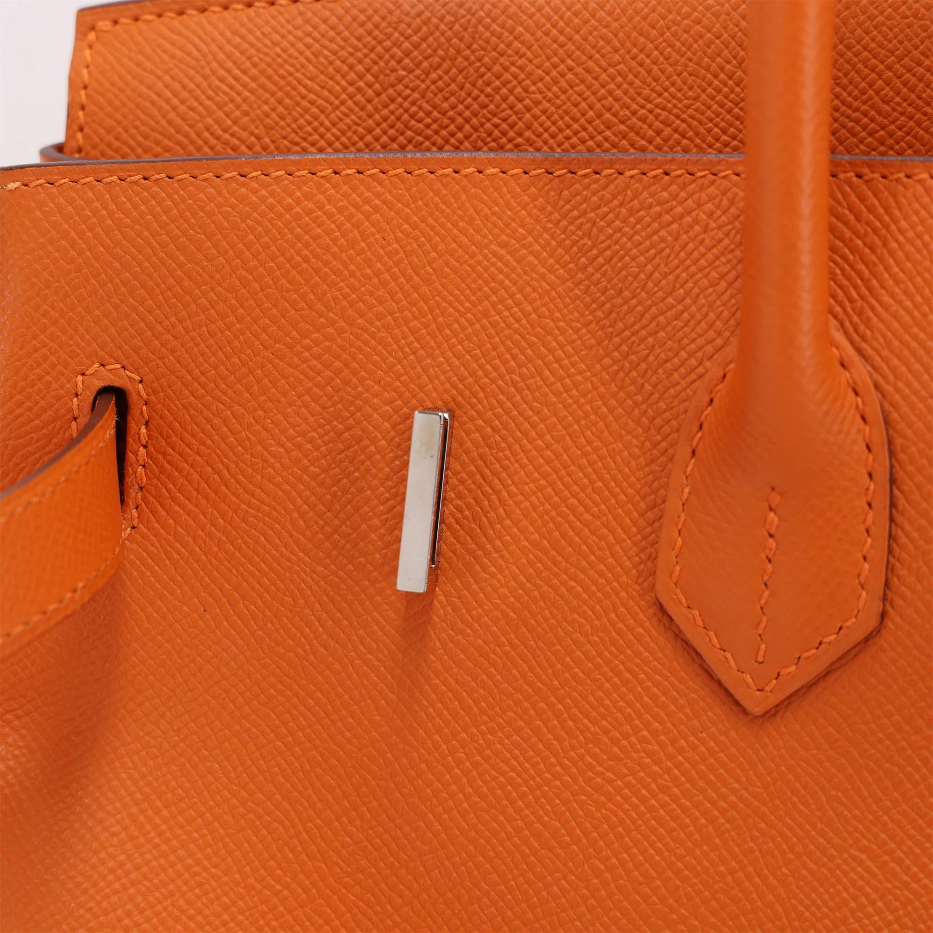ランク A HERMÈS エルメス バーキン35 オレンジ (93) エプソン シルバー金具 □Q刻印 (2013) - 11