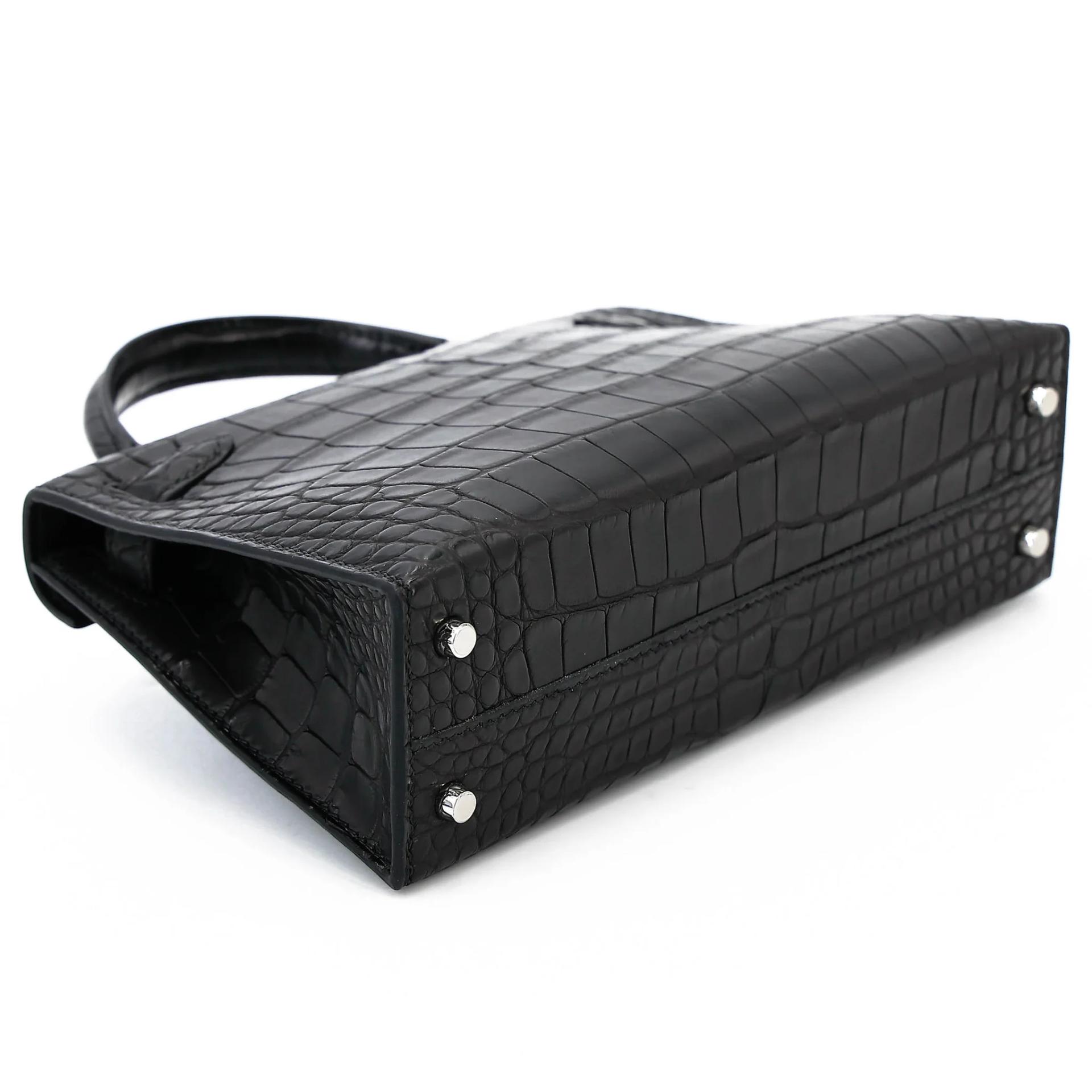 Brand New ( Rank N ) HERMÈS Mini Kelly II HSS Noir (89) Matte Alligator Palladium hardware K (2025) - 7