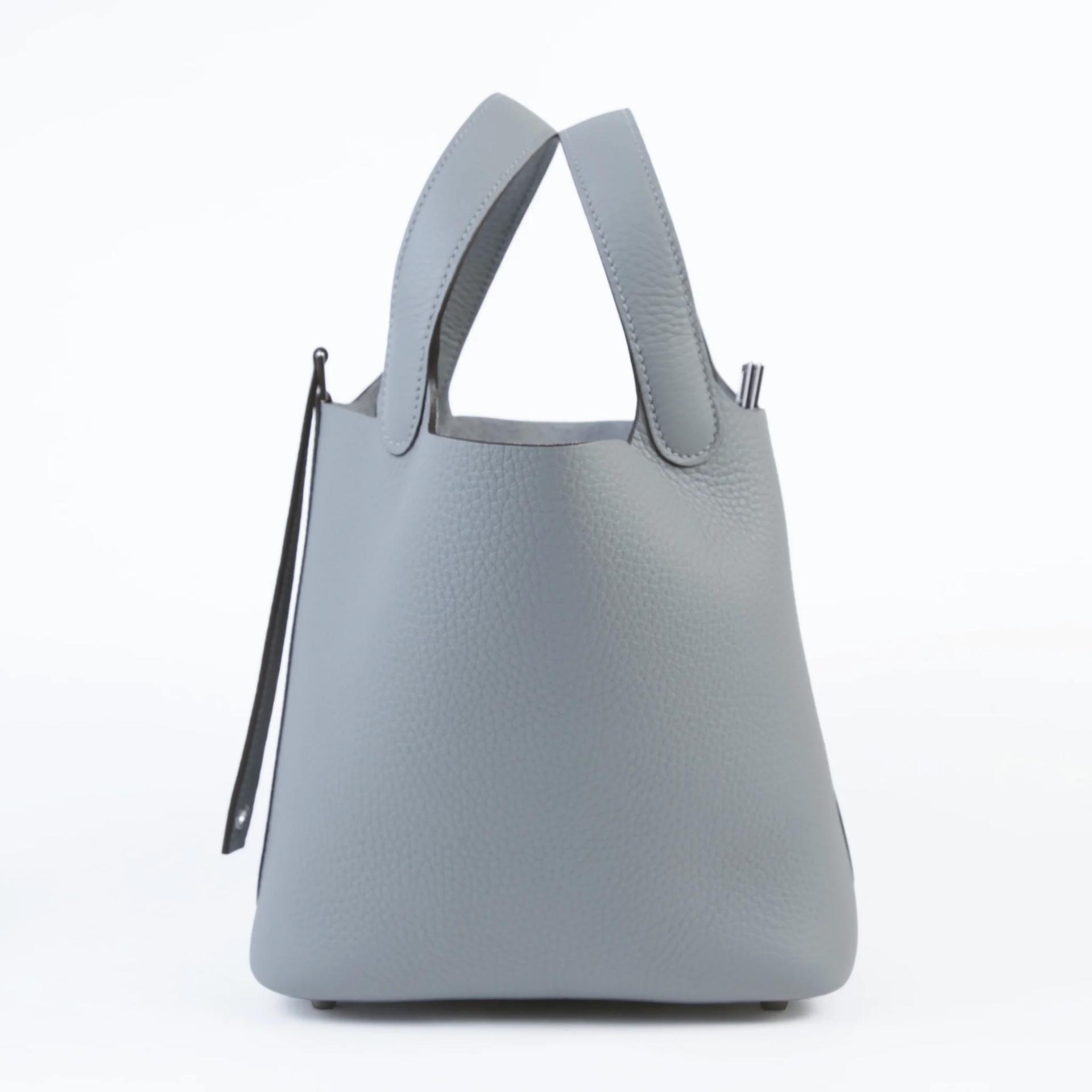 全新 HERMÈS 愛馬仕 Picotin 菜籃子 PM 18 P0 木偶灰 Gris Pantin Clemence小牛皮 銀扣 G刻 2026年 - 5