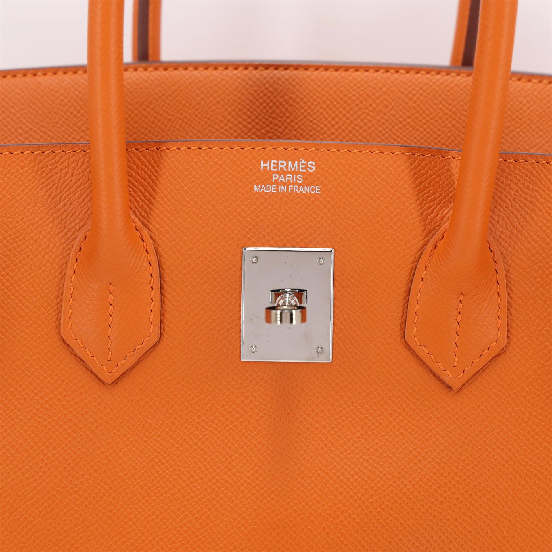 ランク A HERMÈS エルメス バーキン35 オレンジ (93) エプソン シルバー金具 □Q刻印 (2013) - 10