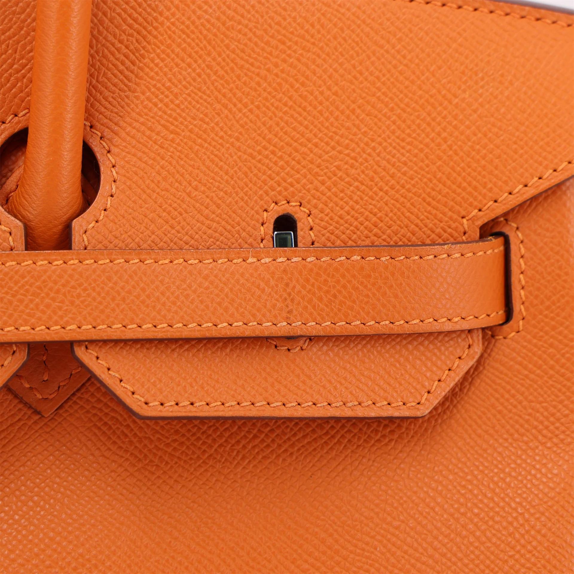 ランク A HERMÈS エルメス バーキン35 オレンジ (93) エプソン シルバー金具 □Q刻印 (2013) - 7