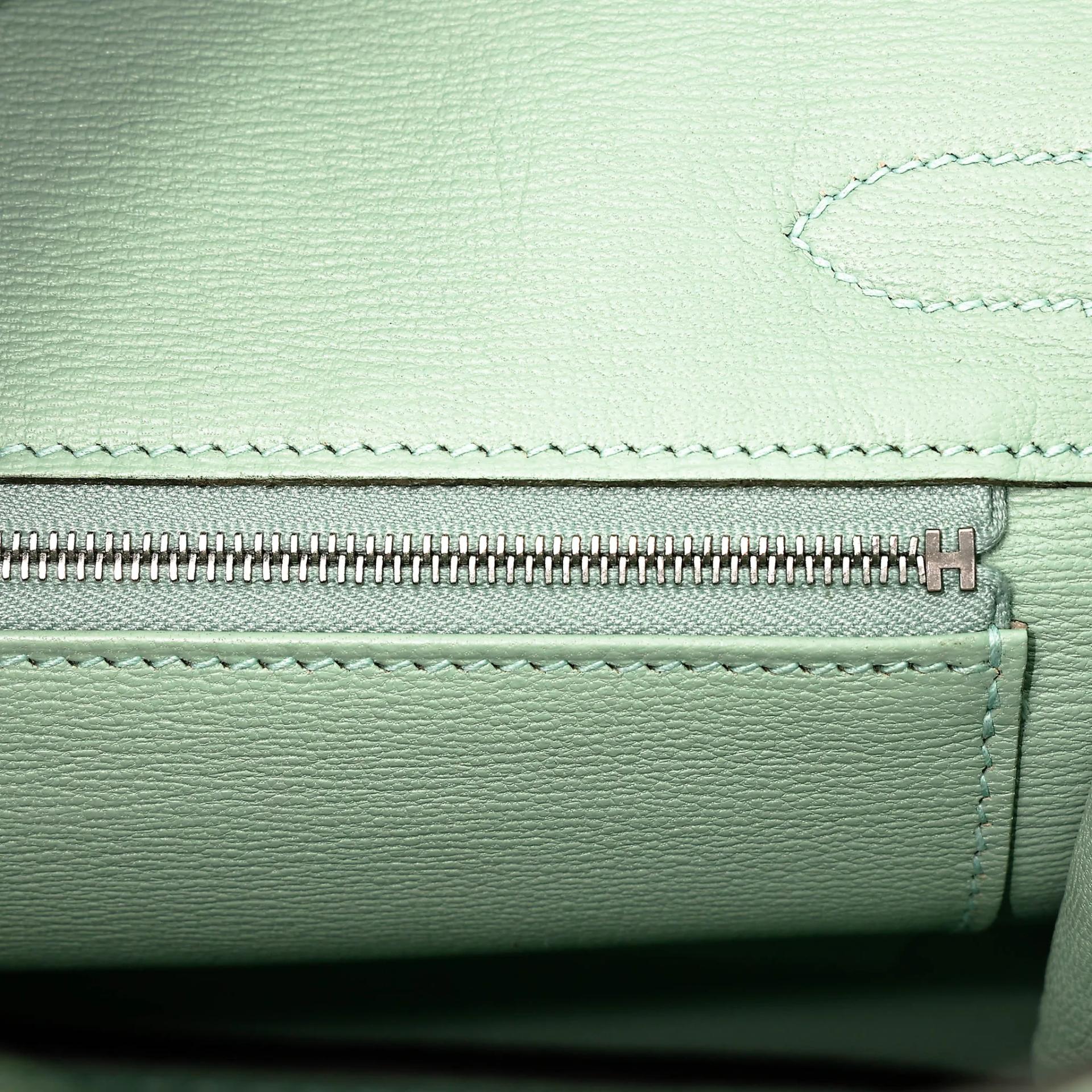 Very Good ( Rank A) HERMÈS Birkin 30 Vert d’Eau (6U) Matte Alligator Palladium hardware C (2018) - 17