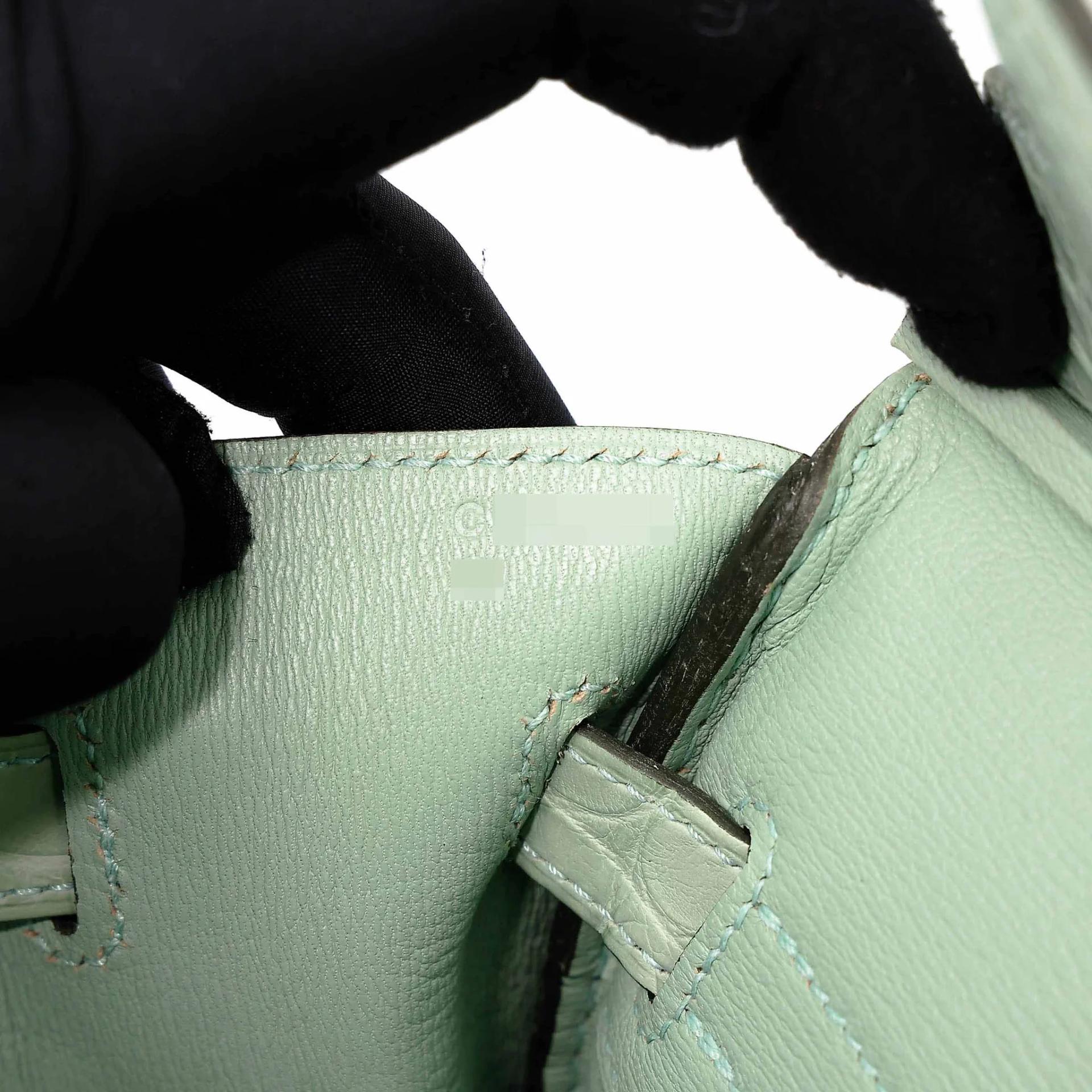 Very Good ( Rank A) HERMÈS Birkin 30 Vert d’Eau (6U) Matte Alligator Palladium hardware C (2018) - 18
