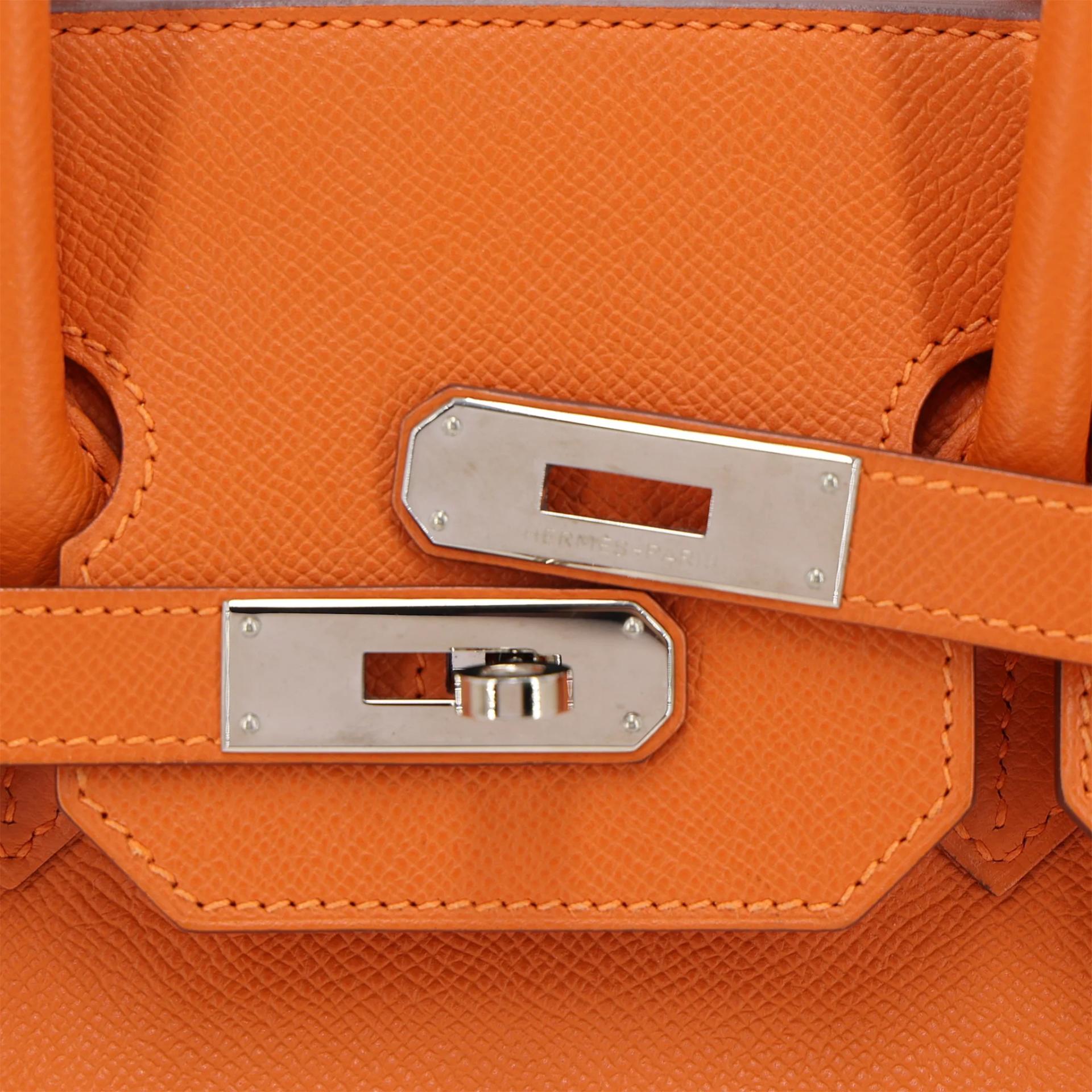 ランク A HERMÈS エルメス バーキン35 オレンジ (93) エプソン シルバー金具 □Q刻印 (2013) - 5