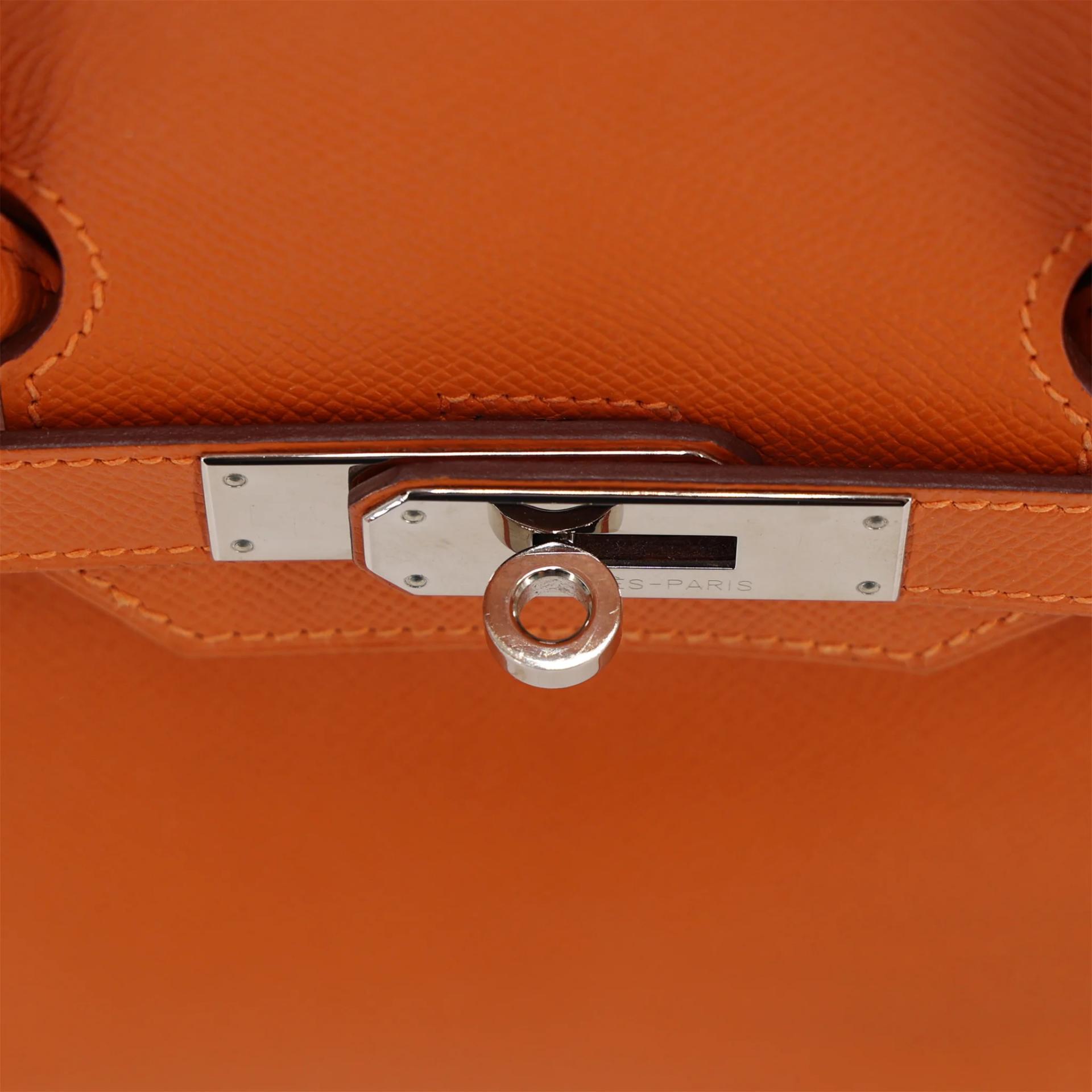 ランク A HERMÈS エルメス バーキン35 オレンジ (93) エプソン シルバー金具 □Q刻印 (2013) - 6