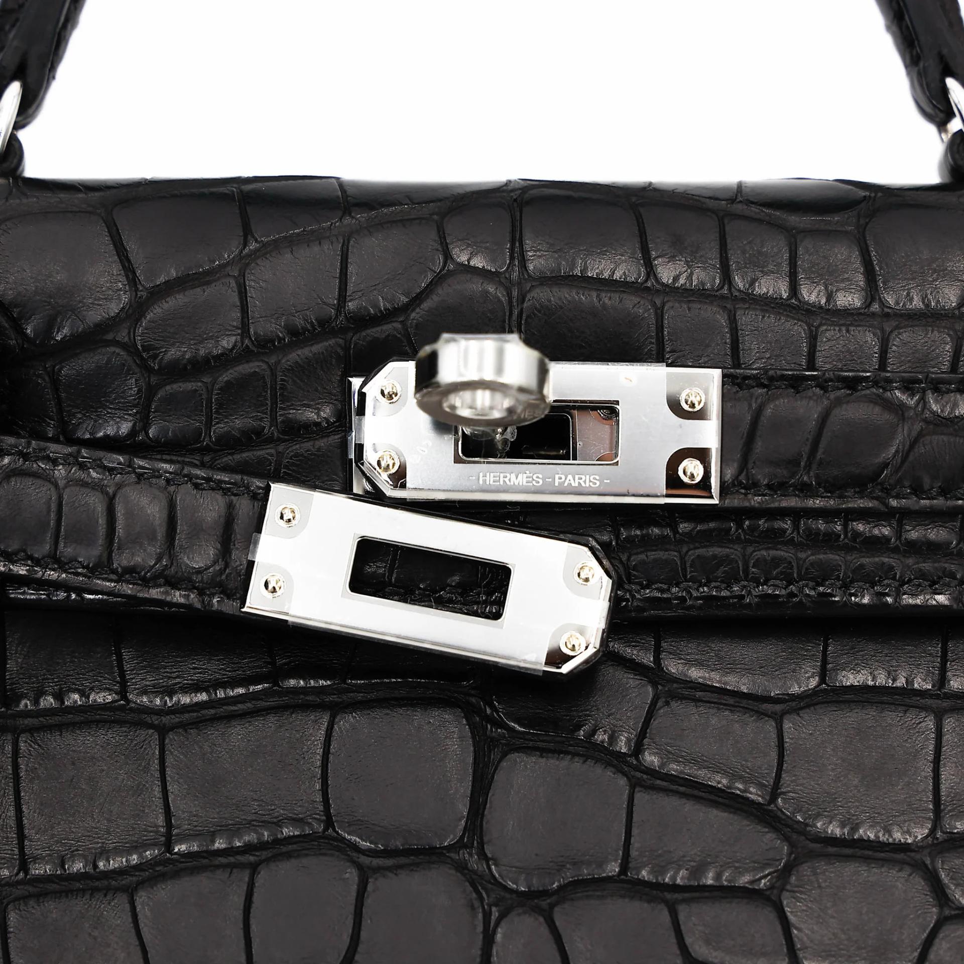 Brand New ( Rank N ) HERMÈS Mini Kelly II HSS Noir (89) Matte Alligator Palladium hardware K (2025) - 8