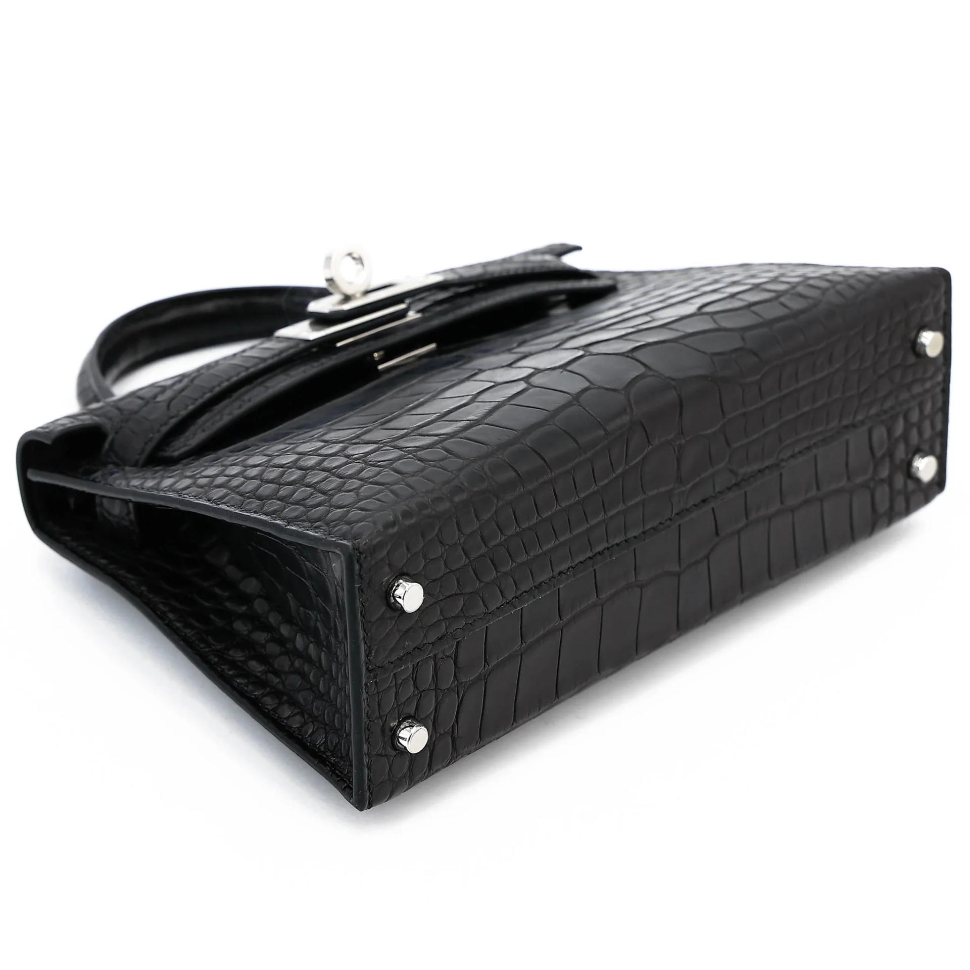 Brand New ( Rank N ) HERMÈS Mini Kelly II HSS Noir (89) Matte Alligator Palladium hardware K (2025) - 5