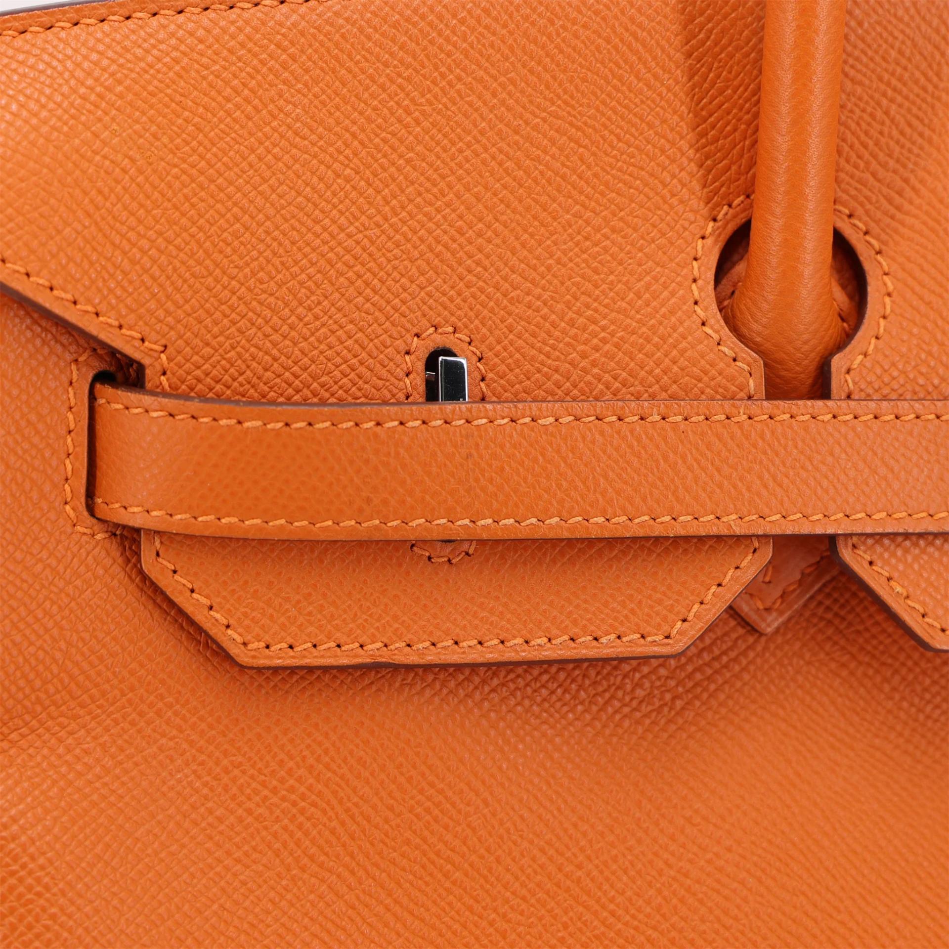 ランク A HERMÈS エルメス バーキン35 オレンジ (93) エプソン シルバー金具 □Q刻印 (2013) - 9