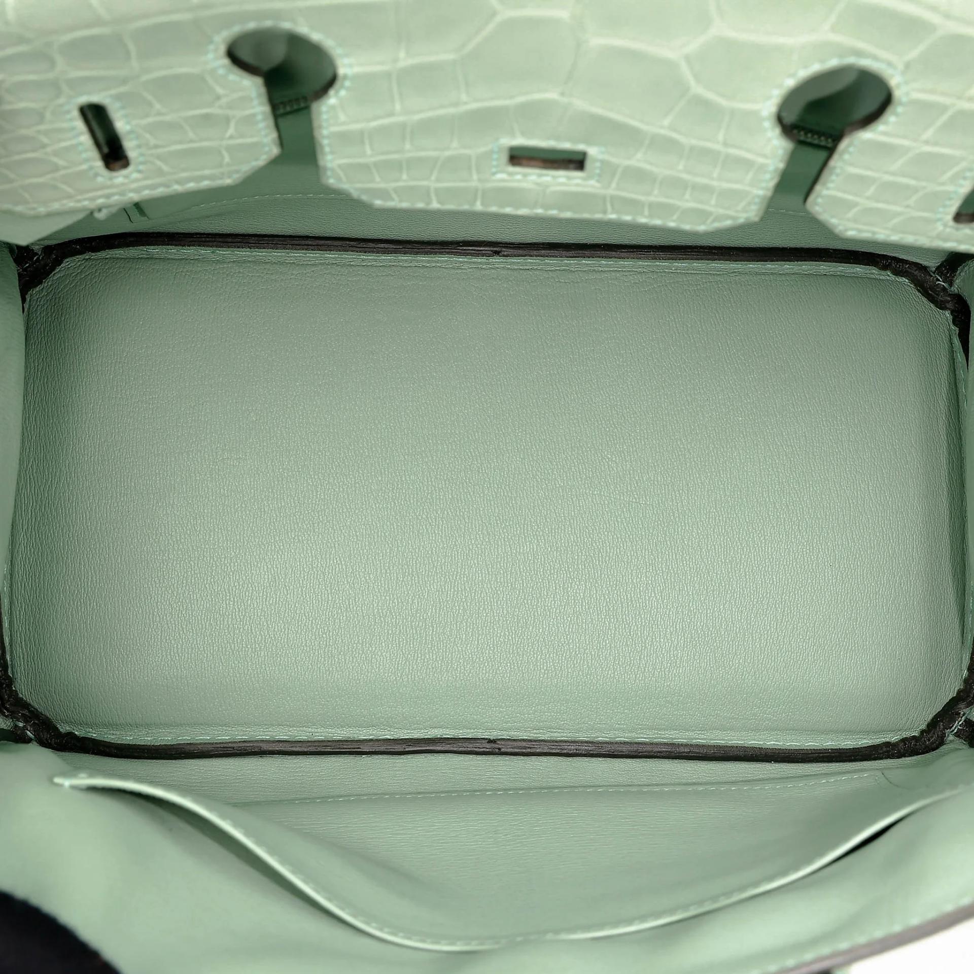 Very Good ( Rank A) HERMÈS Birkin 30 Vert d’Eau (6U) Matte Alligator Palladium hardware C (2018) - 22