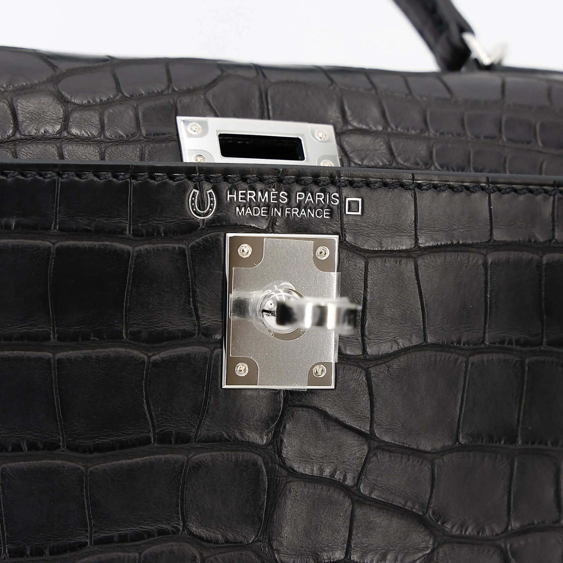 Brand New ( Rank N ) HERMÈS Mini Kelly II HSS Noir (89) Matte Alligator Palladium hardware K (2025) - 13