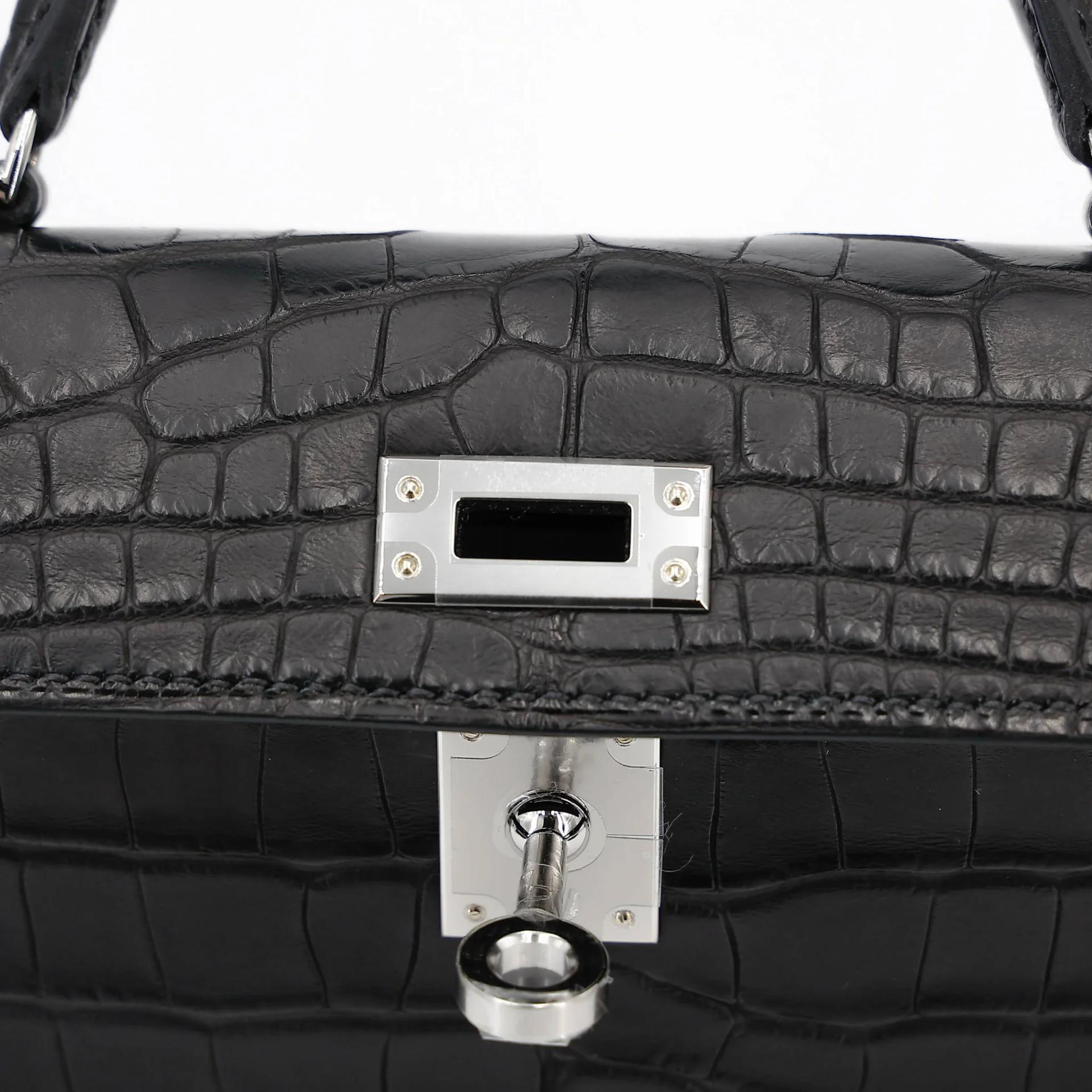 Brand New ( Rank N ) HERMÈS Mini Kelly II HSS Noir (89) Matte Alligator Palladium hardware K (2025) - 10