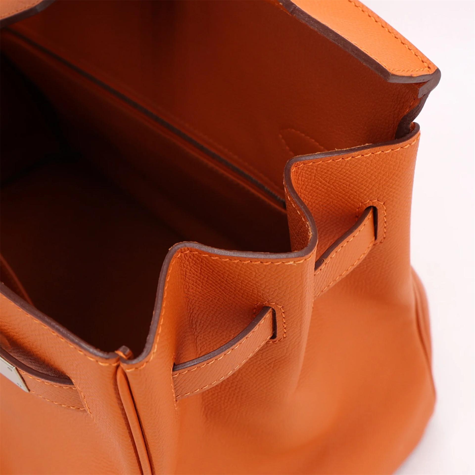 ランク A HERMÈS エルメス バーキン35 オレンジ (93) エプソン シルバー金具 □Q刻印 (2013) - 16