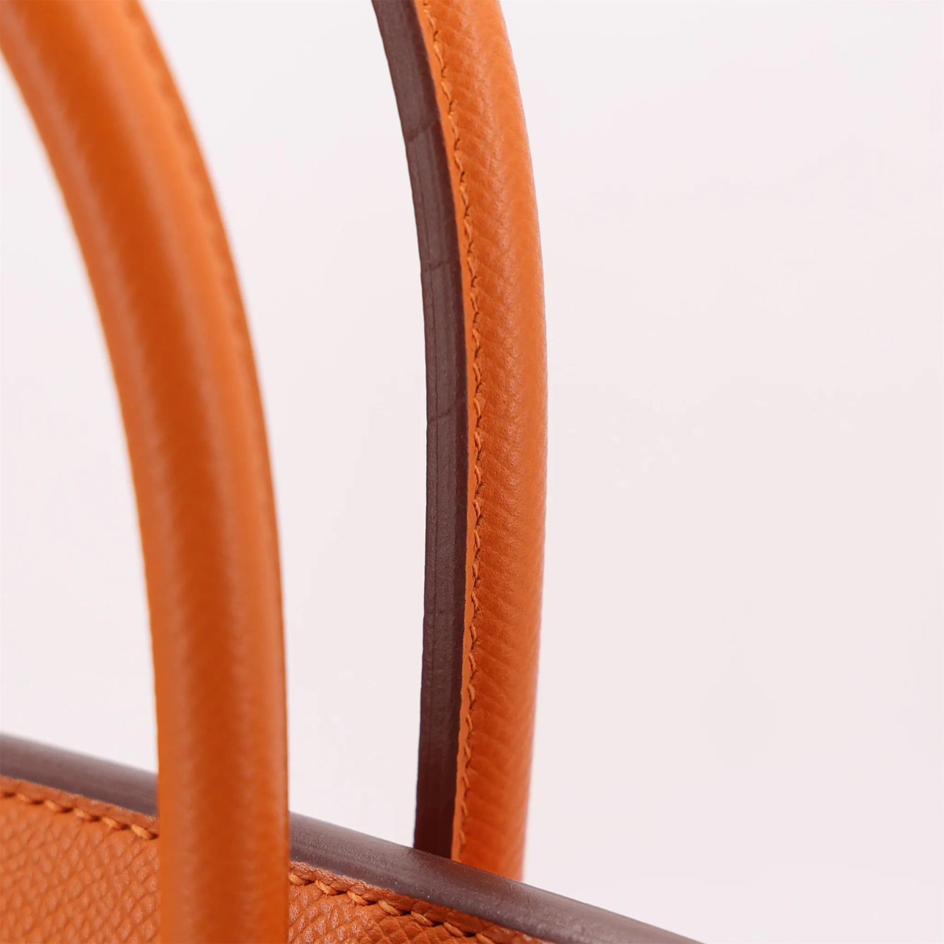 ランク A HERMÈS エルメス バーキン35 オレンジ (93) エプソン シルバー金具 □Q刻印 (2013) - 4