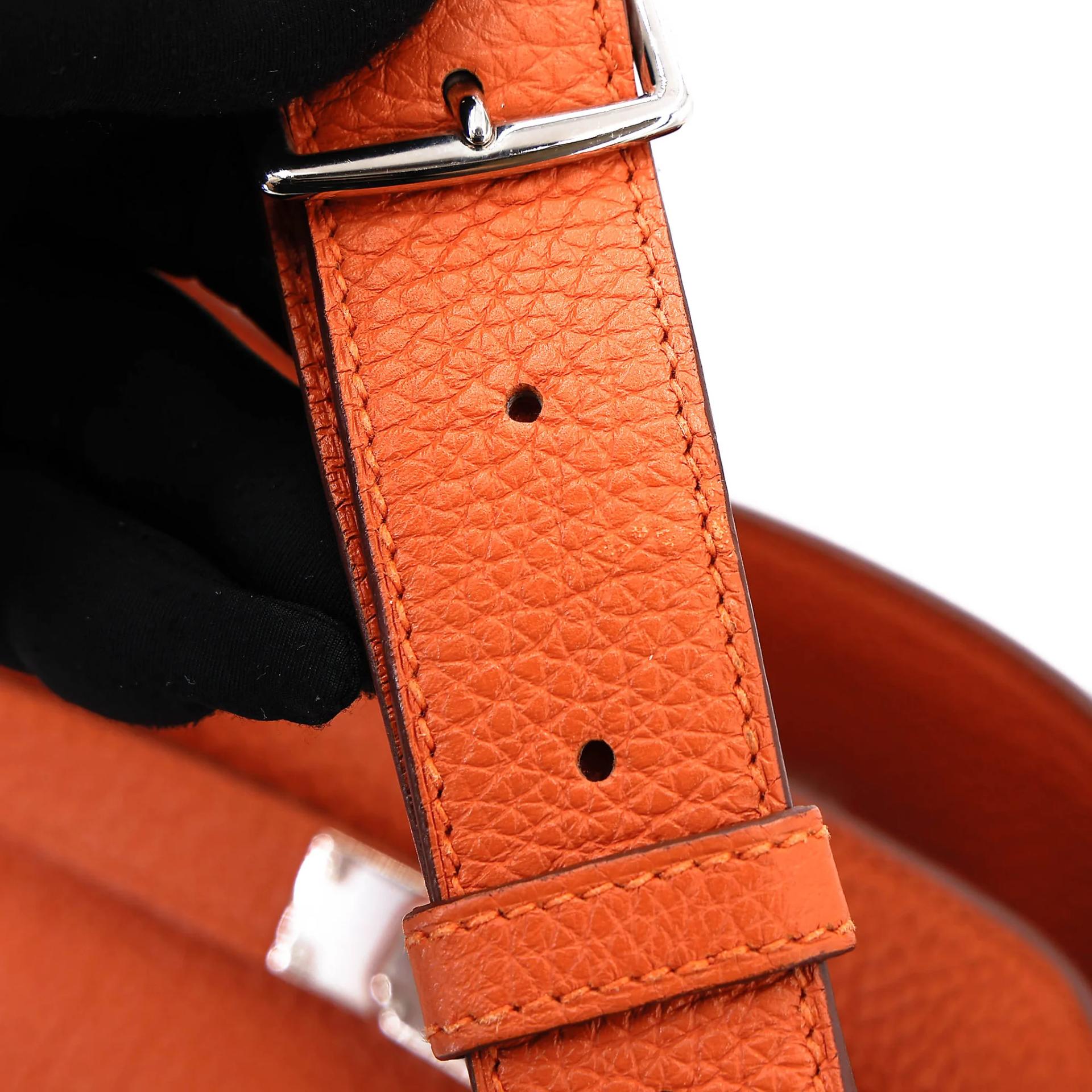 Very Good ( Rank A) HERMÈS So Kelly 22 Orange (93) Togo Palladium hardware Square O (2011) - 7