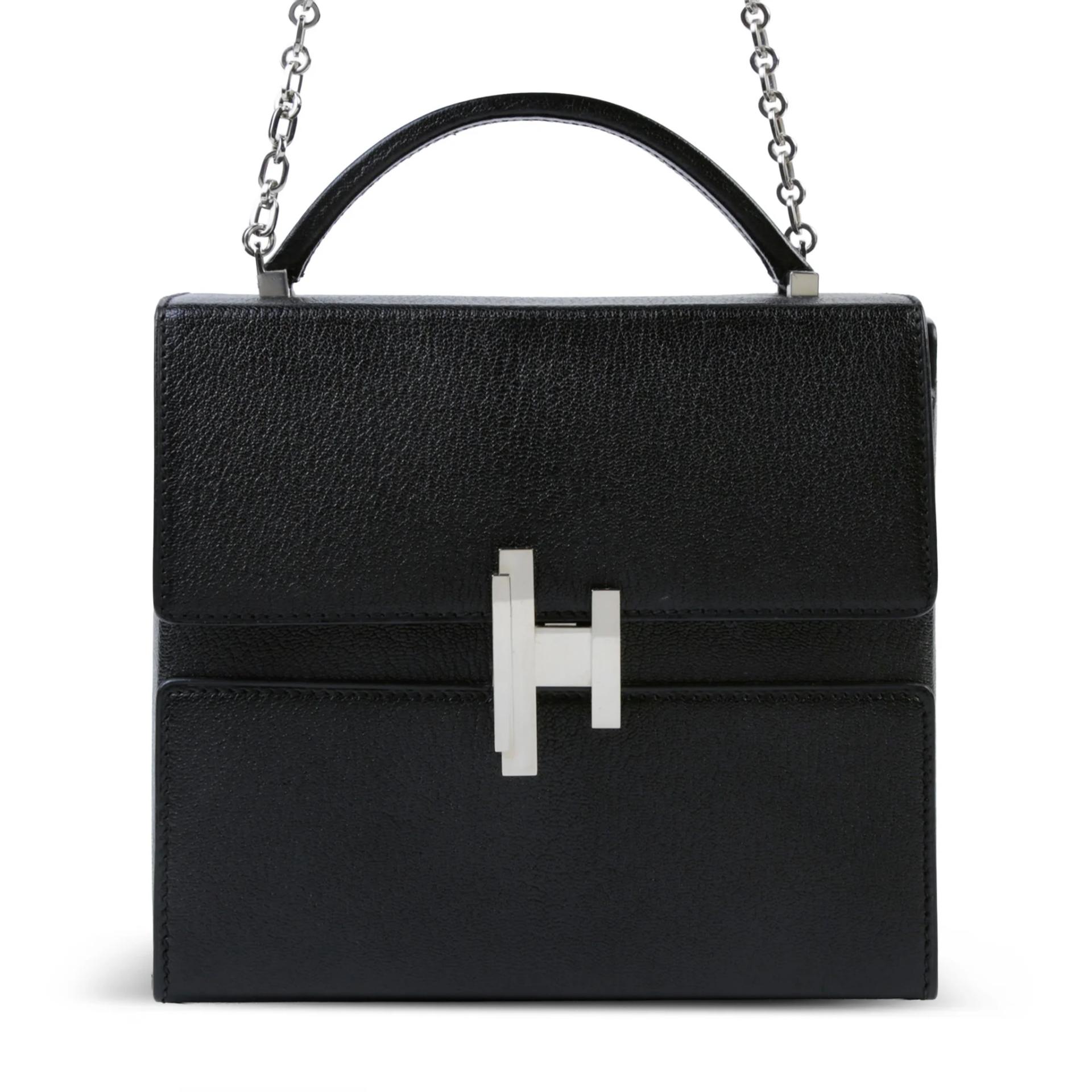 Very Good ( Rank A) HERMÈS Cinhetic Box Black (89) Chevre Palladium hardware - 1