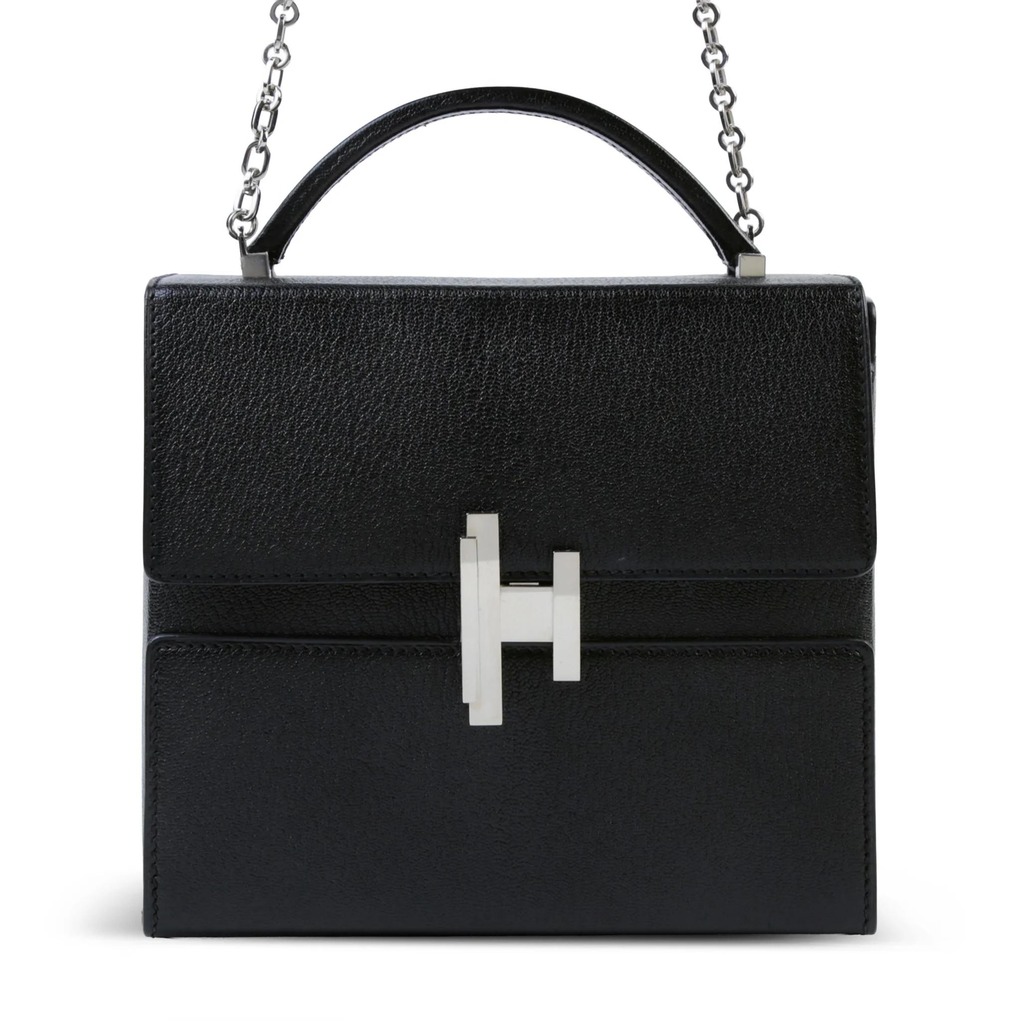 Very Good ( Rank A) HERMÈS Cinhetic Box Black (89) Chevre Palladium hardware - 1