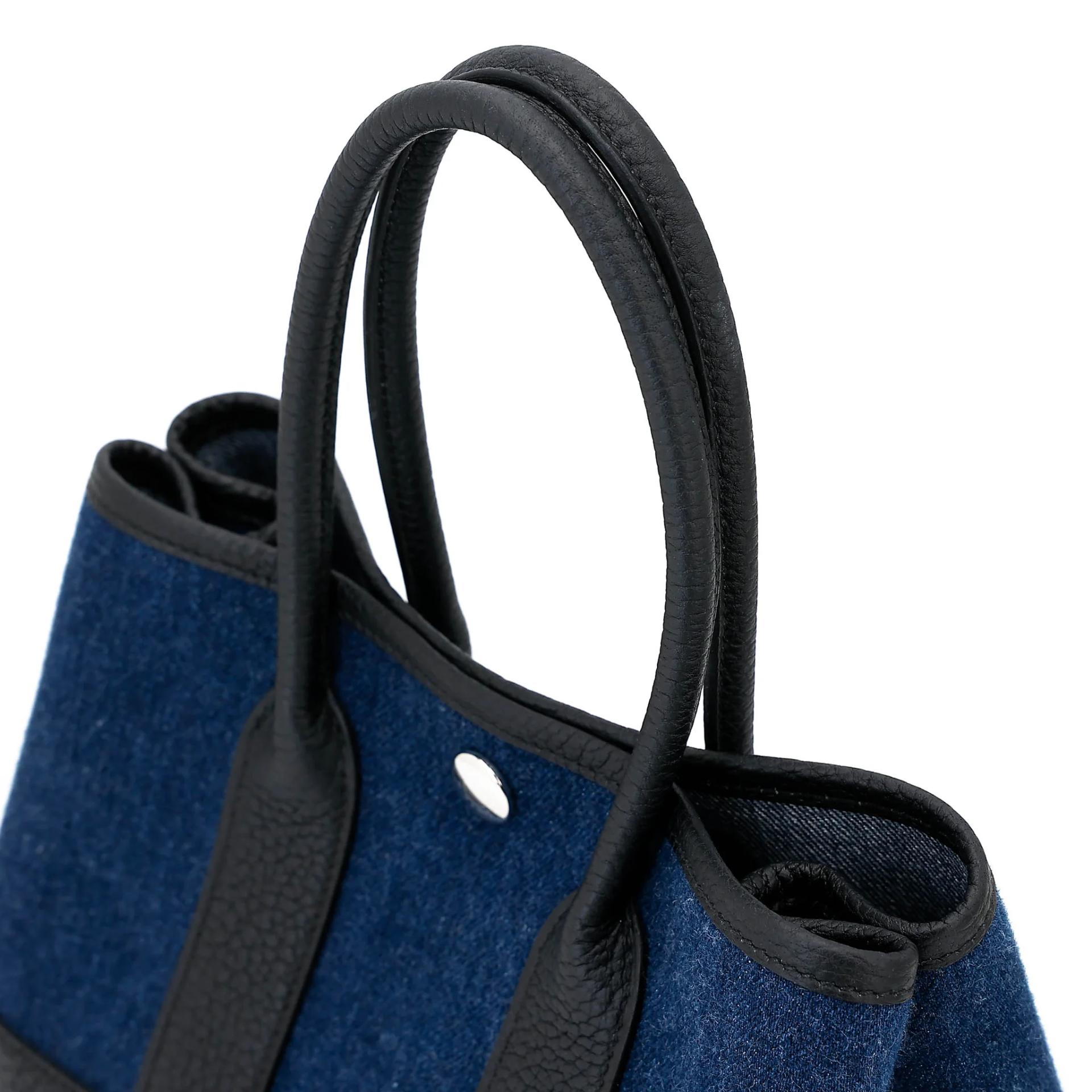 全新 HERMÈS 愛馬仕 Neo Garden Party 23 花園 Denim 牛仔藍 89 黑色 Noir (Black) Negonda皮 Denim 牛仔布 銀扣 K刻 2025年 - 3