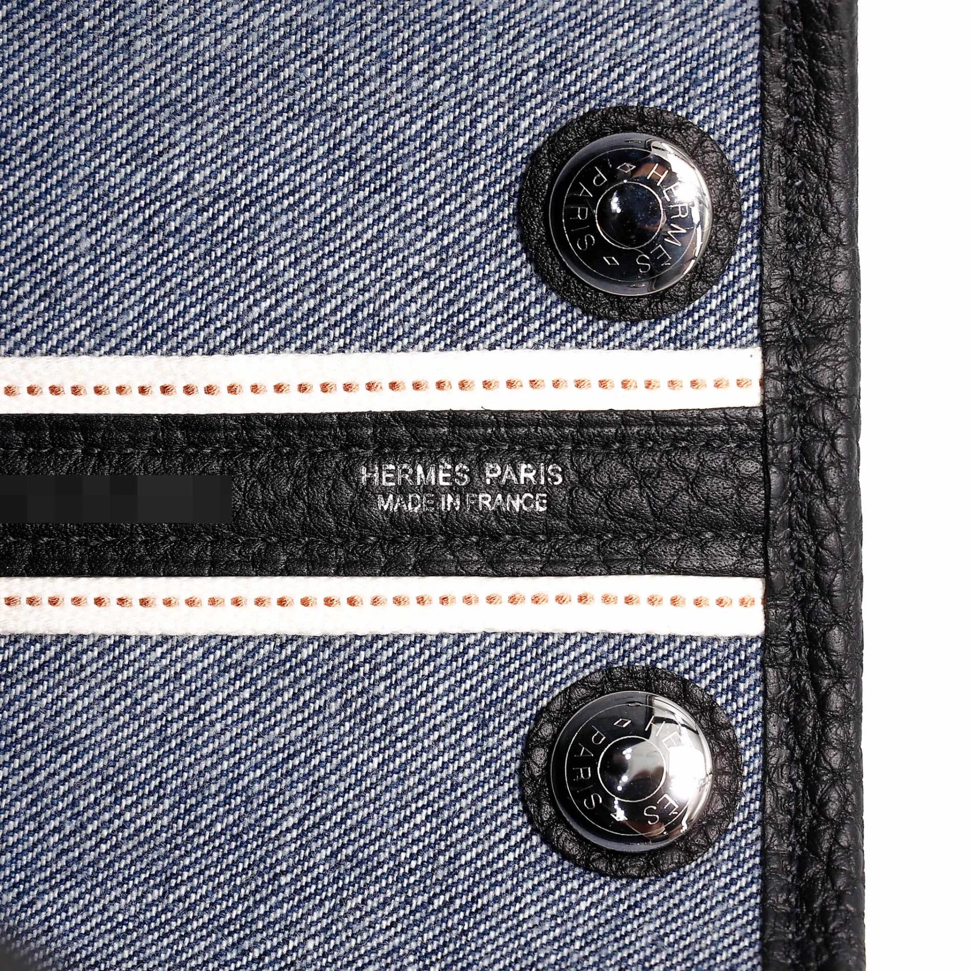 全新 HERMÈS 愛馬仕 Neo Garden Party 23 花園 Denim 牛仔藍 89 黑色 Noir (Black) Negonda皮 Denim 牛仔布 銀扣 K刻 2025年 - 12