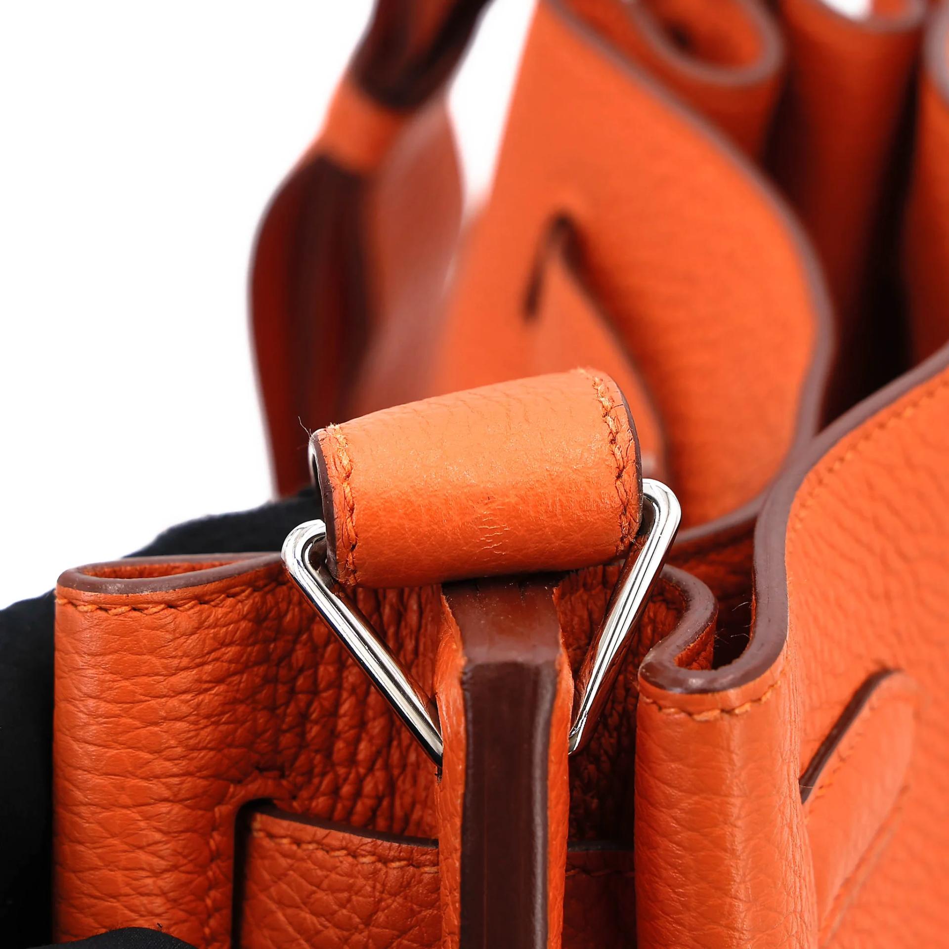 Very Good ( Rank A) HERMÈS So Kelly 22 Orange (93) Togo Palladium hardware Square O (2011) - 5