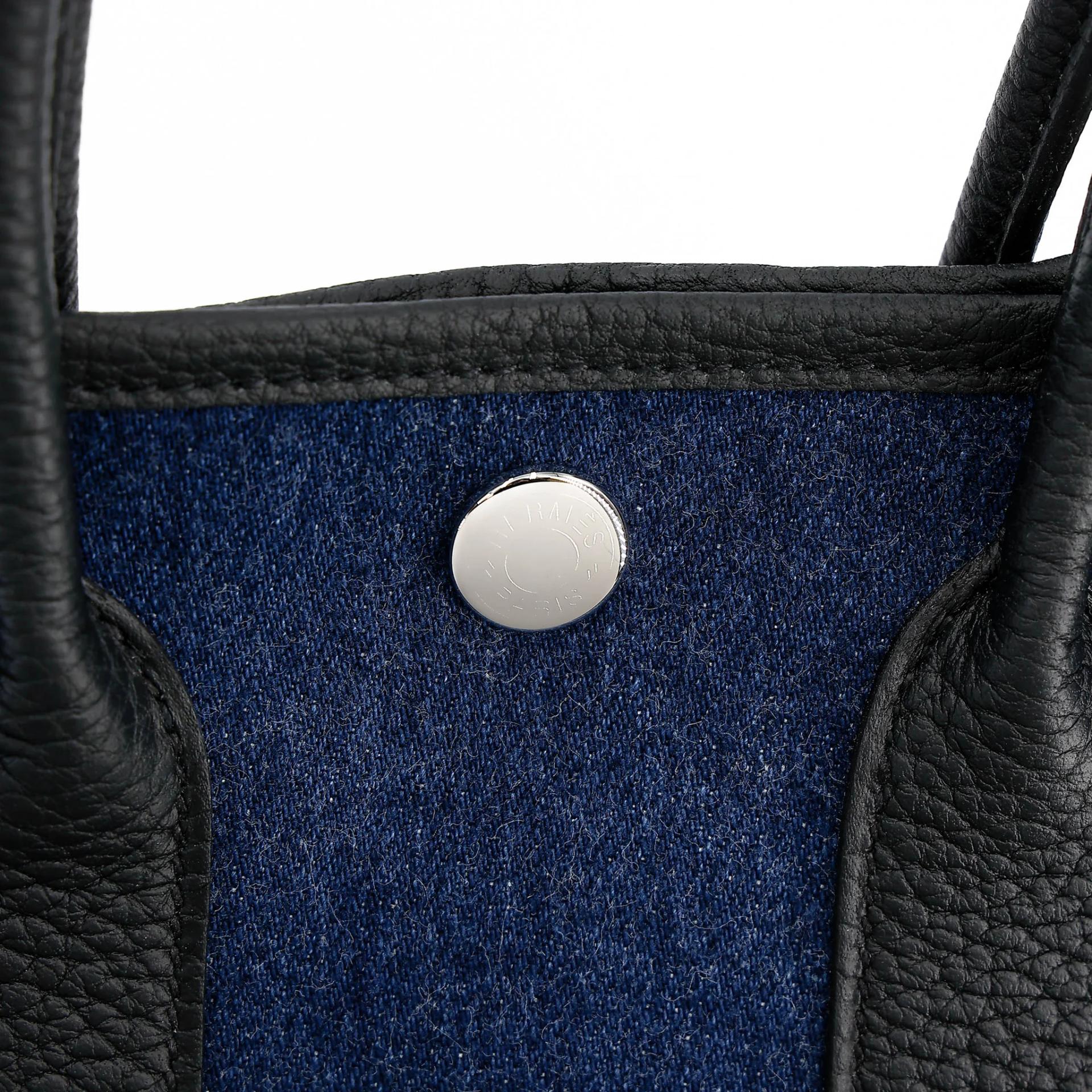 全新 HERMÈS 愛馬仕 Neo Garden Party 23 花園 Denim 牛仔藍 89 黑色 Noir (Black) Negonda皮 Denim 牛仔布 銀扣 K刻 2025年 - 9