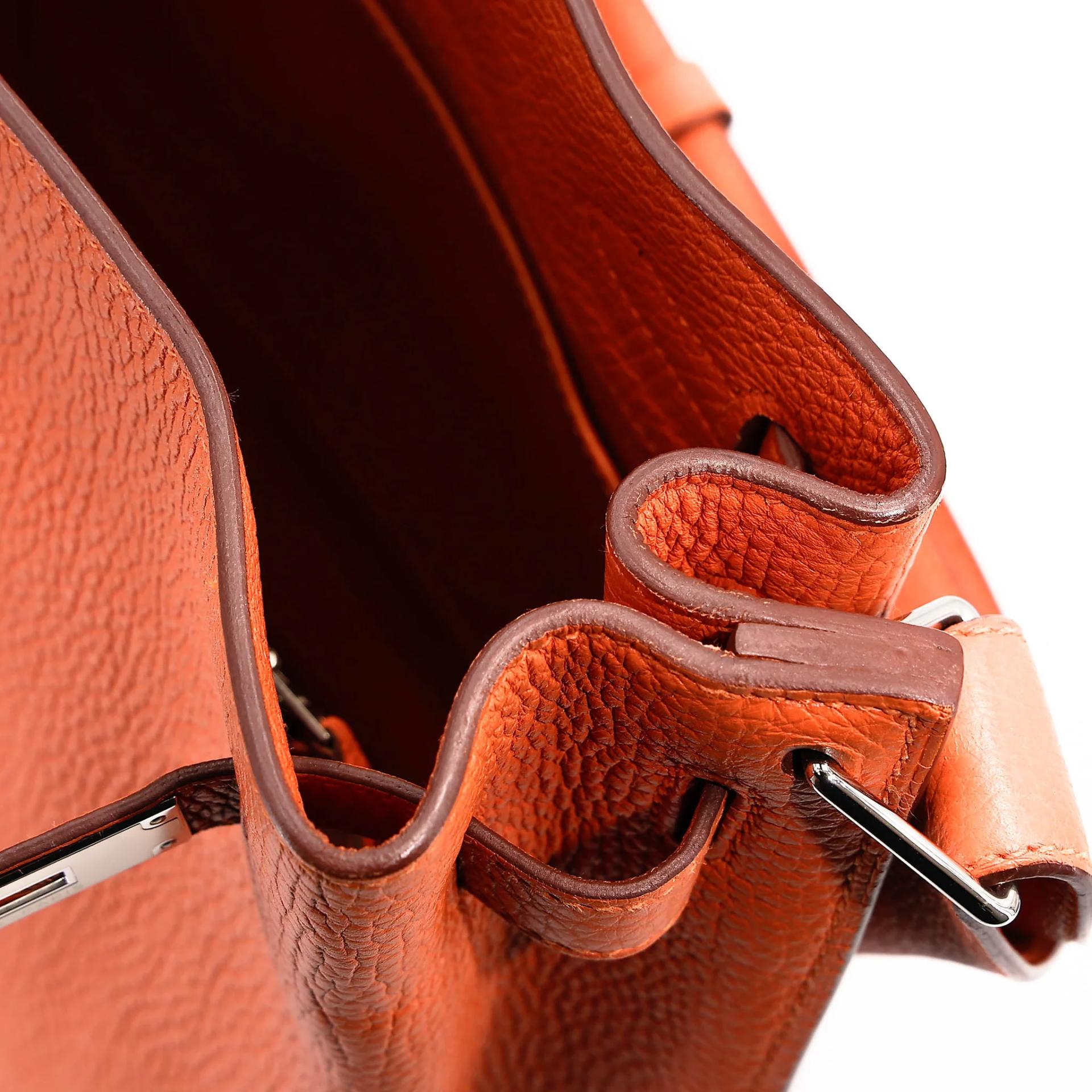 Very Good ( Rank A) HERMÈS So Kelly 22 Orange (93) Togo Palladium hardware Square O (2011) - 27