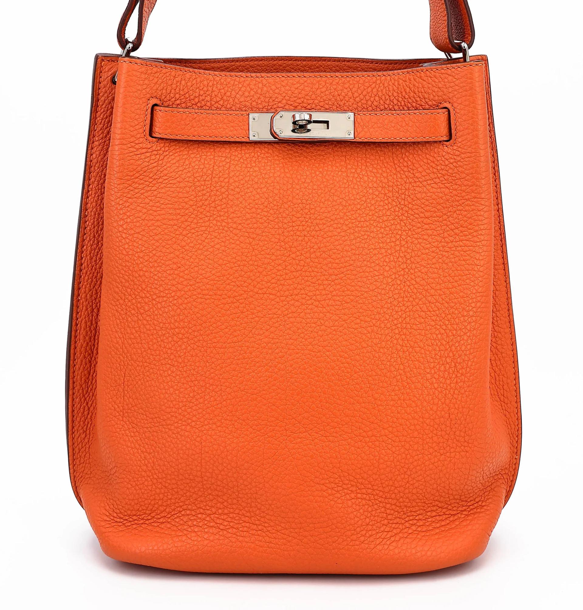 Very Good ( Rank A) HERMÈS So Kelly 22 Orange (93) Togo Palladium hardware Square O (2011) - 1