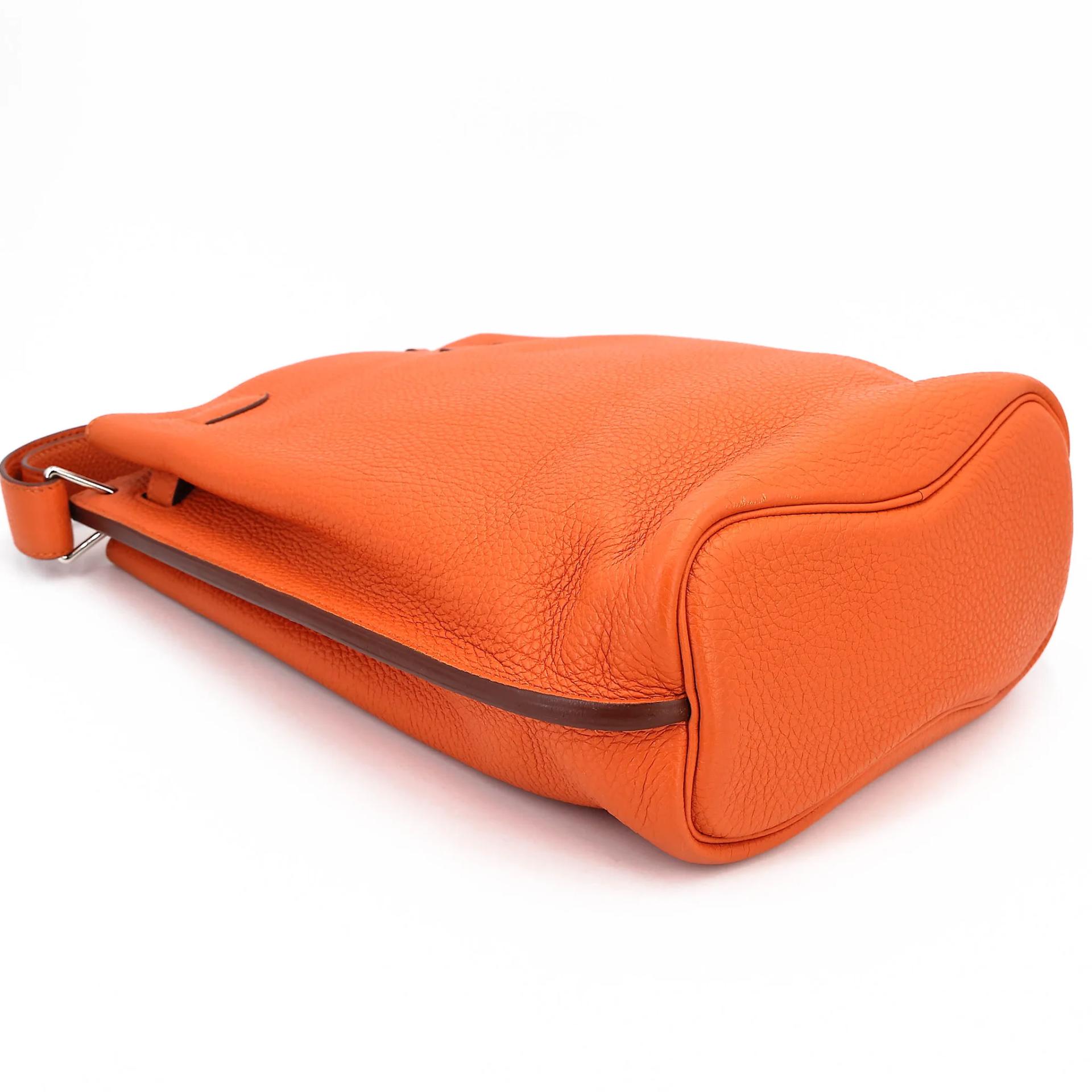 Very Good ( Rank A) HERMÈS So Kelly 22 Orange (93) Togo Palladium hardware Square O (2011) - 12
