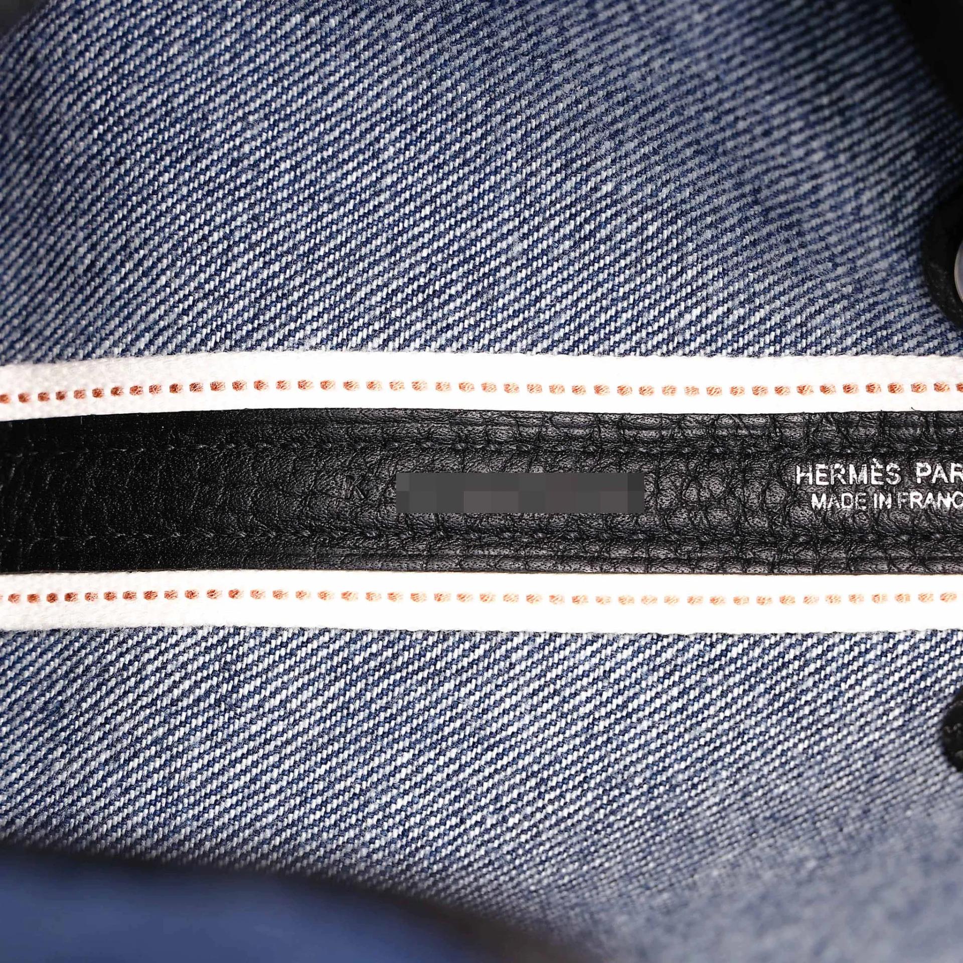 全新 HERMÈS 愛馬仕 Neo Garden Party 23 花園 Denim 牛仔藍 89 黑色 Noir (Black) Negonda皮 Denim 牛仔布 銀扣 K刻 2025年 - 13
