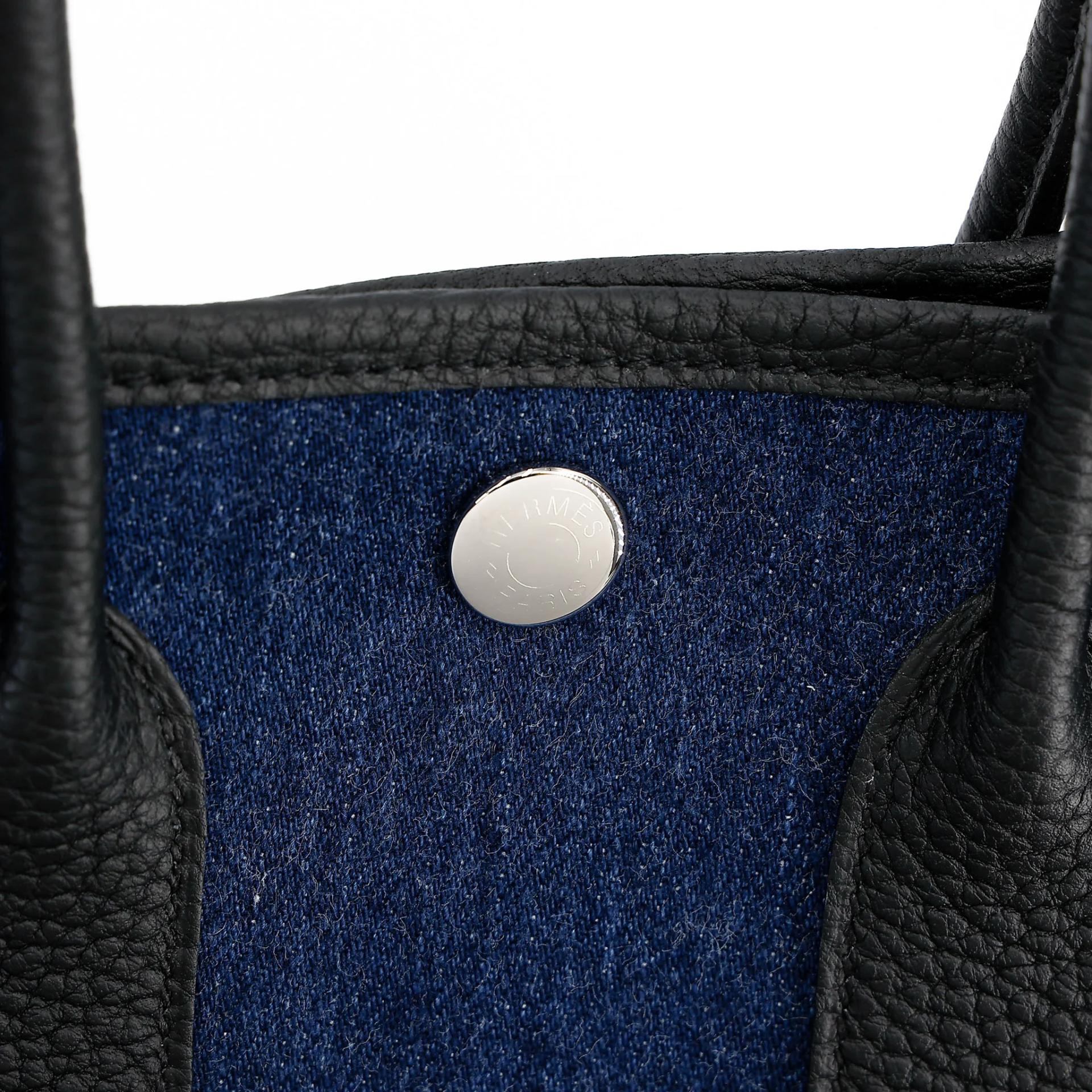 全新 HERMÈS 愛馬仕 Neo Garden Party 23 花園 Denim 牛仔藍 89 黑色 Noir (Black) Negonda皮 Denim 牛仔布 銀扣 K刻 2025年 - 8