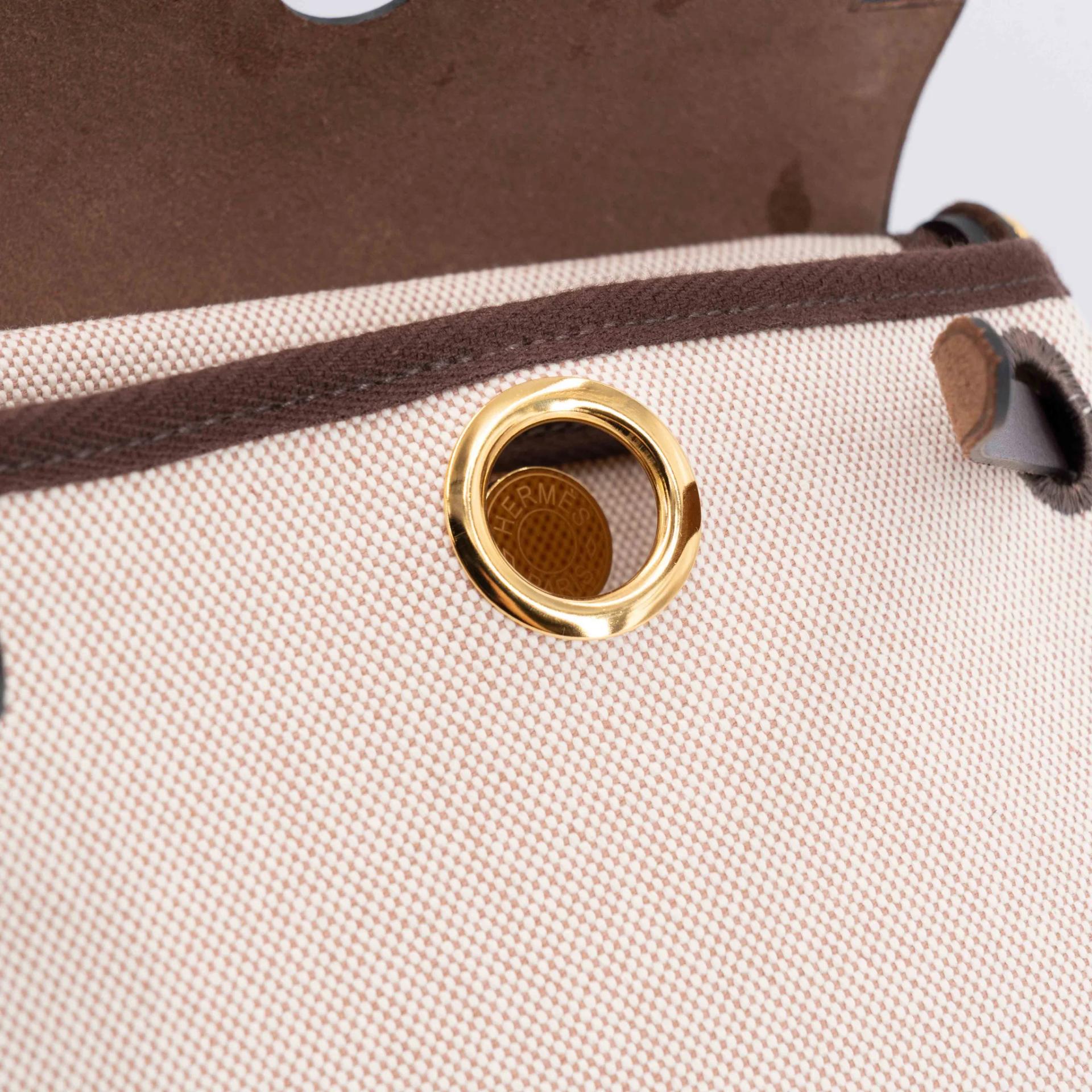 ランク A HERMÈS エルメス エールバッグジップ ミニ 20 エベンヌ (46) ヴァッシュハンター トワルアッシュ ゴールド金具 W刻印 (2024) - 25