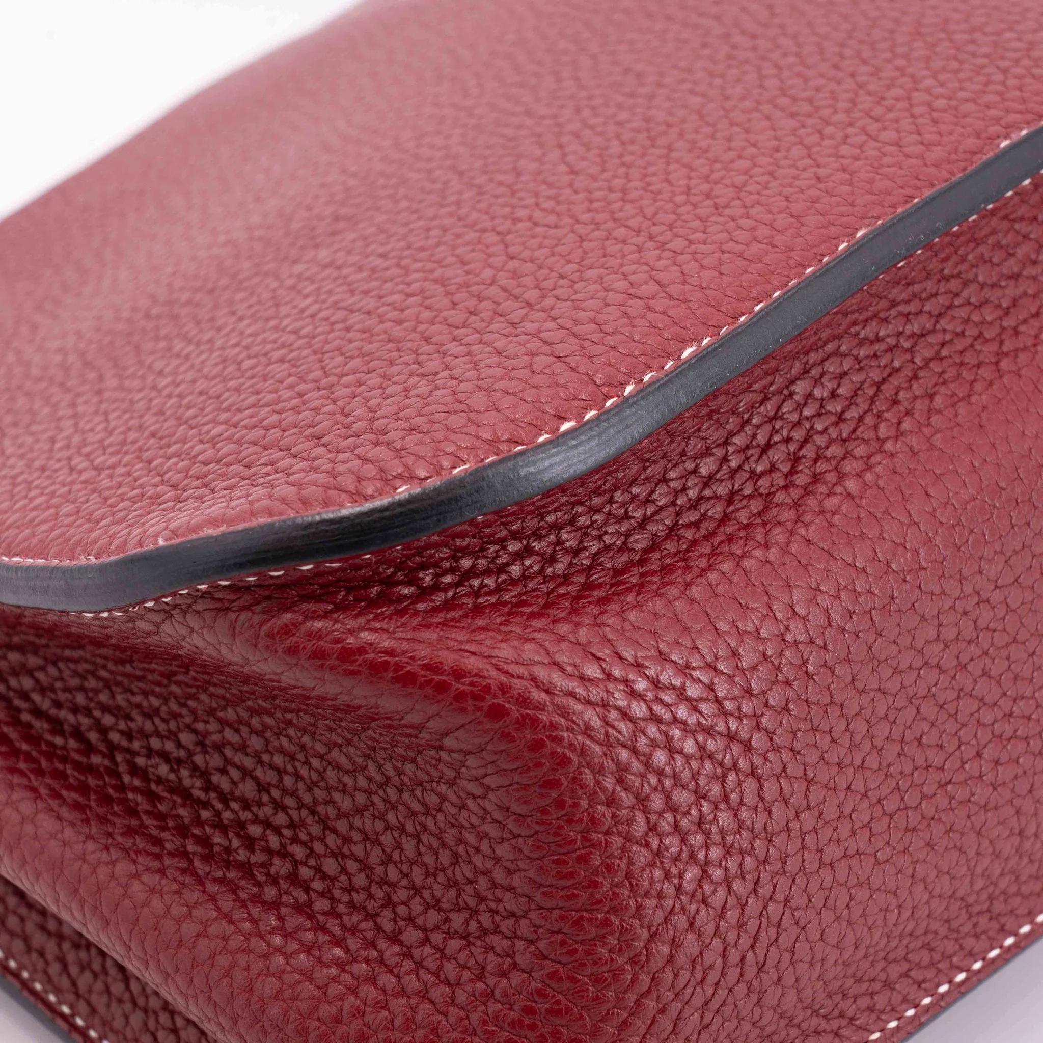 A美品 HERMÈS 爱马仕 Halzan 31 55 爱马仕红 Rouge H Clemence小牛皮 银扣 T刻 2015年 - 14