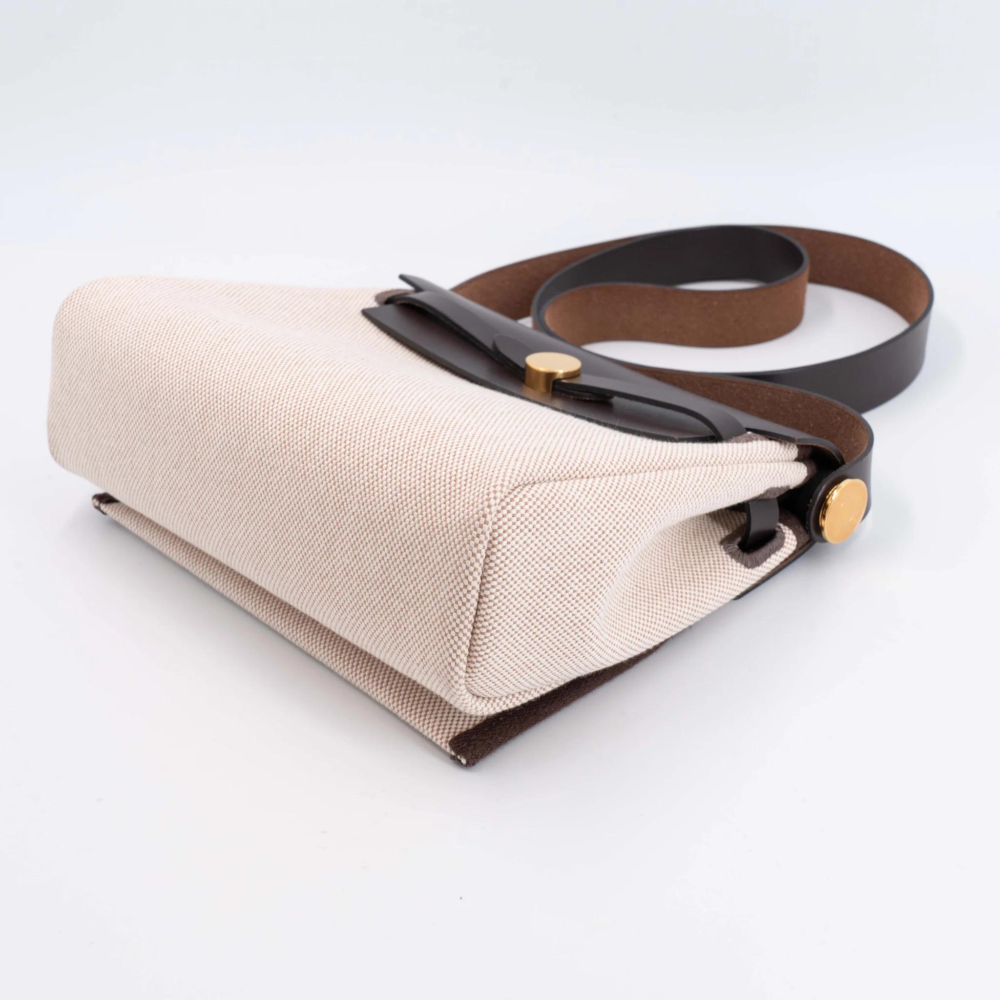 Very Good ( Rank A) HERMÈS Herbag Zip Mini 20 Ebene (46) Vache Hunter Toile H canvas Gold hardware W (2024) - 10